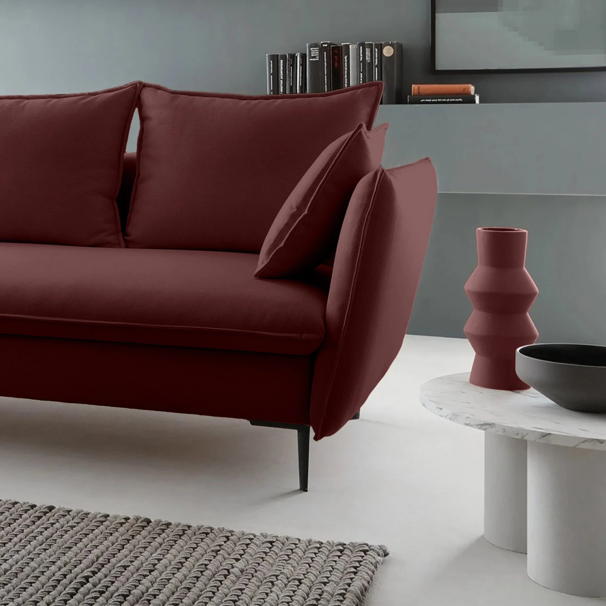 GLOSS sofa bed, burgundy, velvet