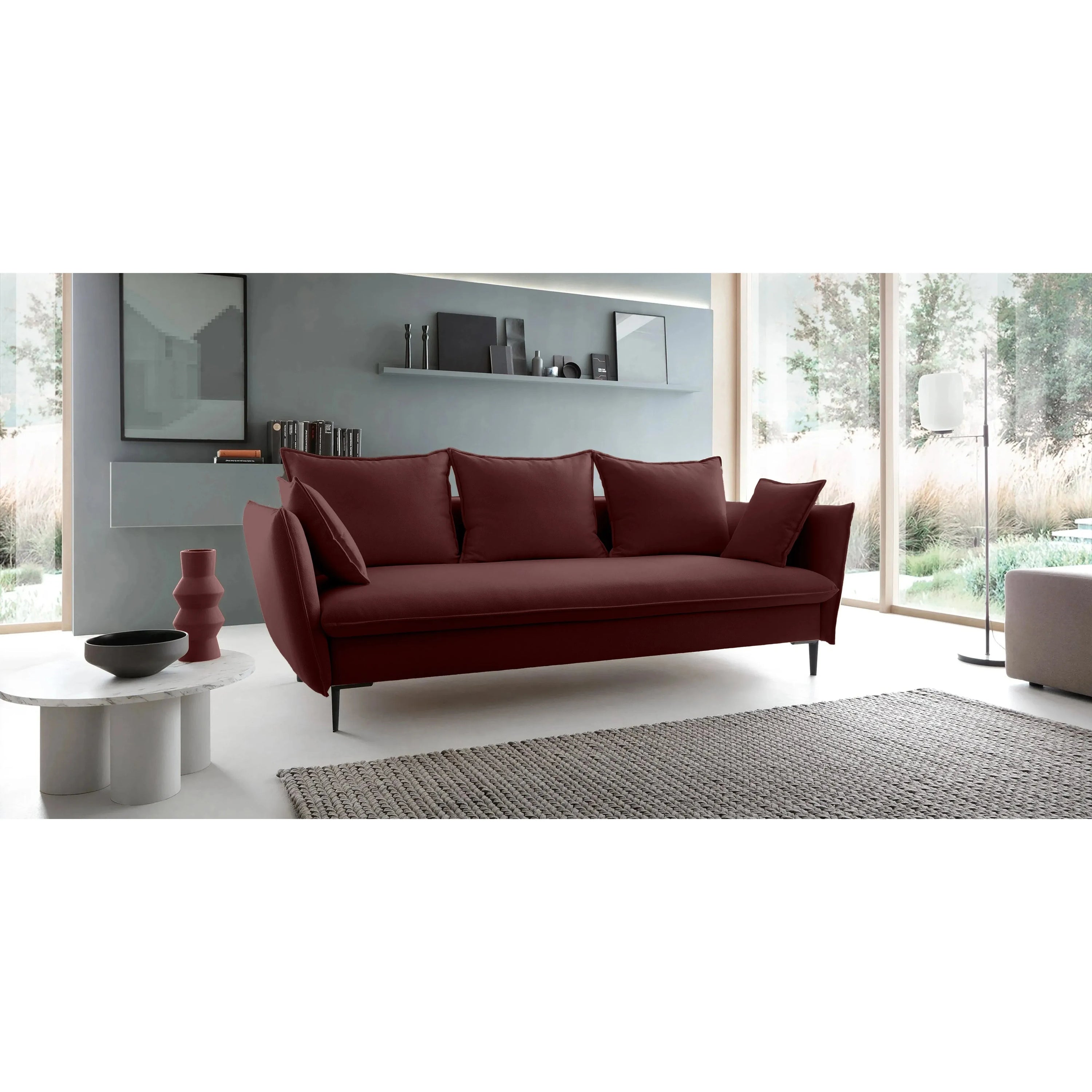 GLOSS sofa bed, burgundy, velvet