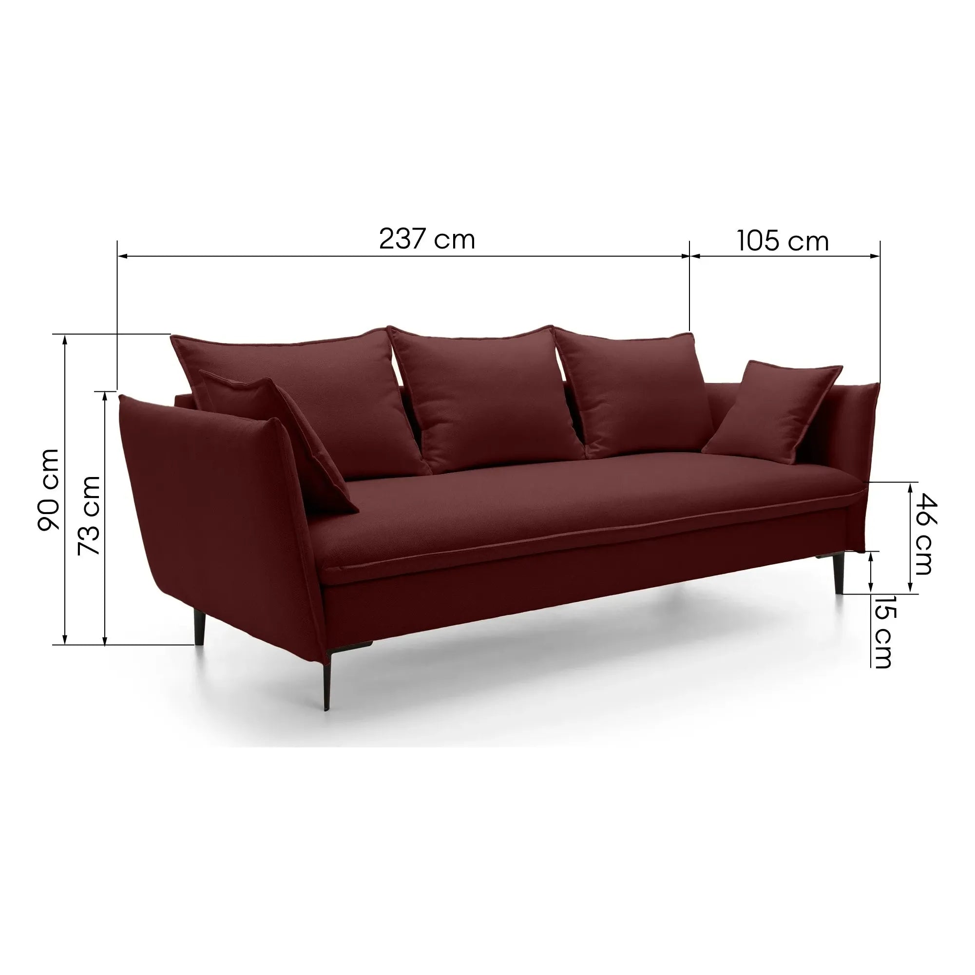 GLOSS sofa bed, burgundy, velvet