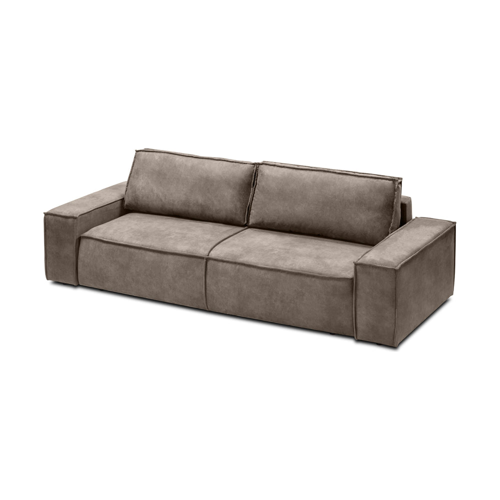 MODERNi HUSTLA sofa su miegojimo funkcija, patalynės daiktadėže, minkštu Abriamo audiniu iš perdirbto poliesterio ir pagalvėmis | namuideja.lt | sofa-lova, miegojimo funkcija, baldai