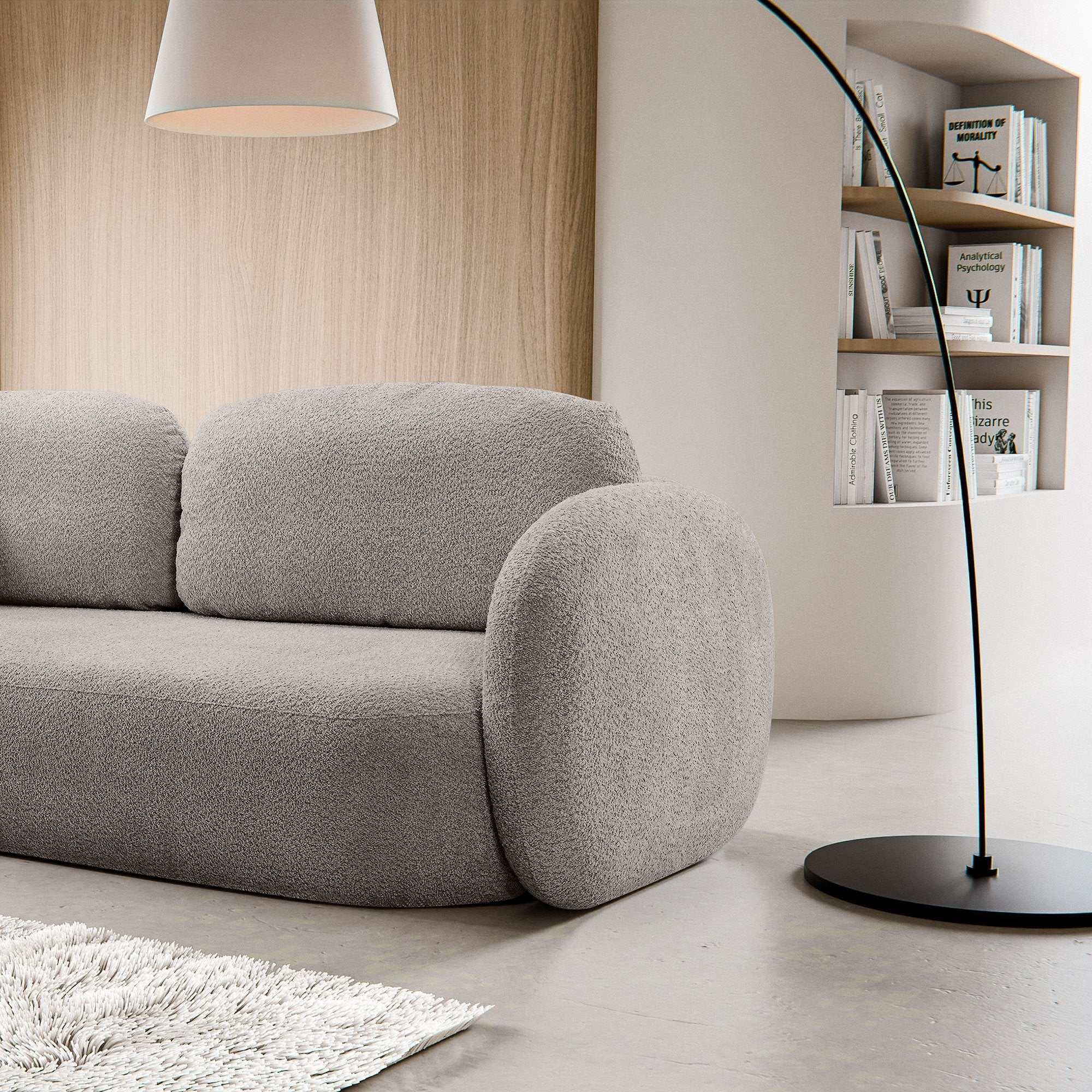 Sofa lova OLIO, pilkai ruda bouclé