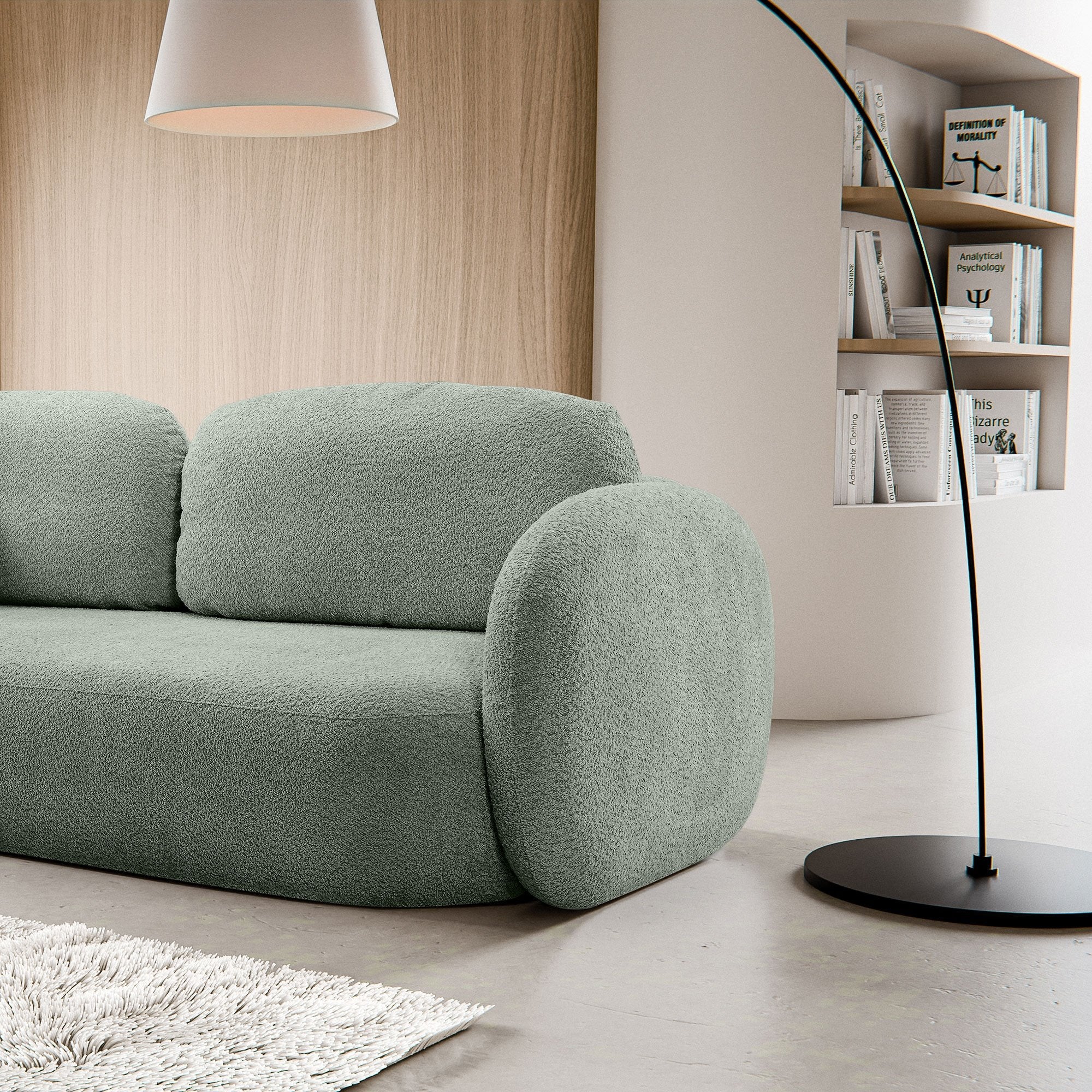 Sofa lova OLIO, žalia bouclé