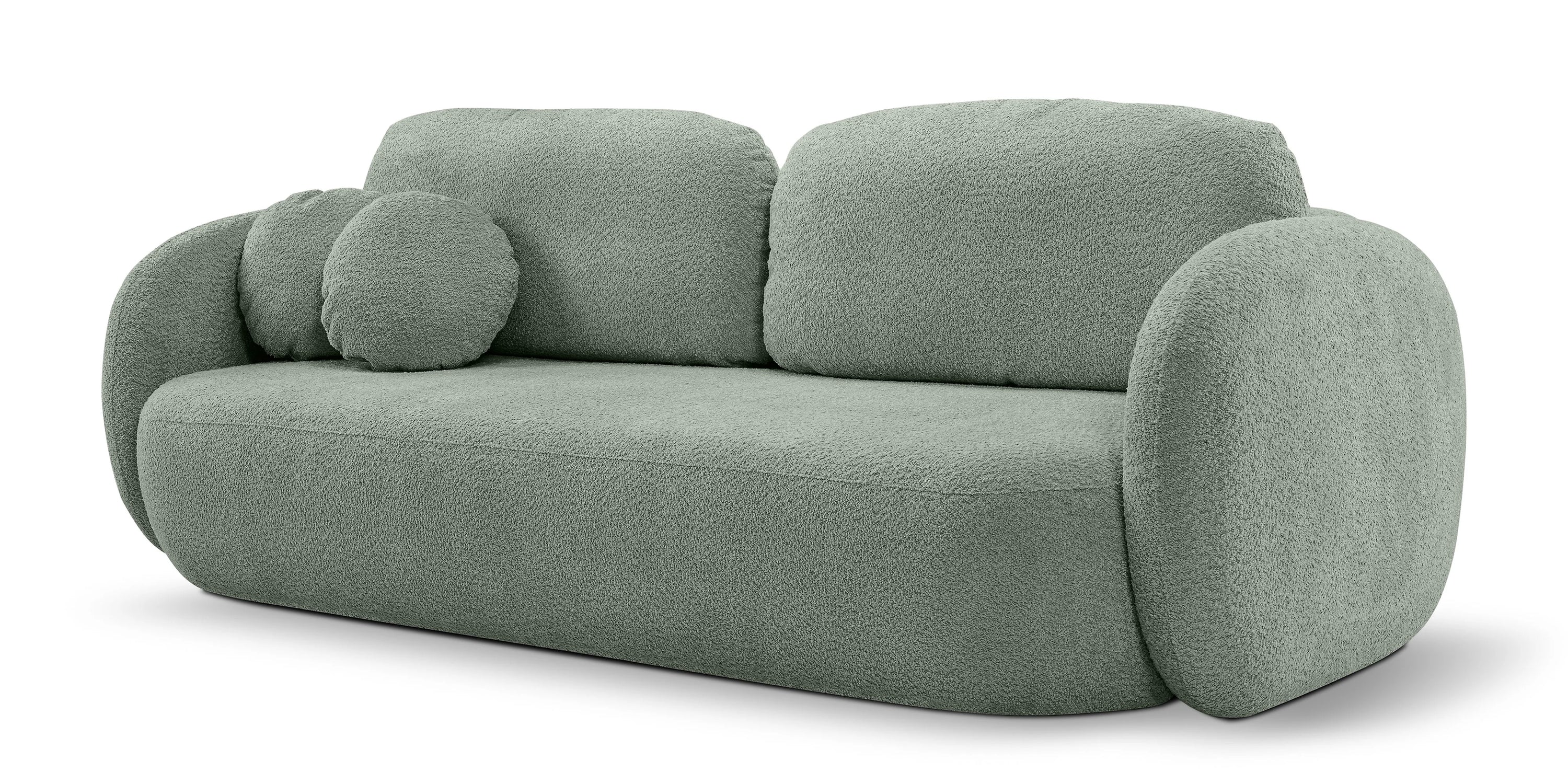Sofa lova OLIO, žalia bouclé
