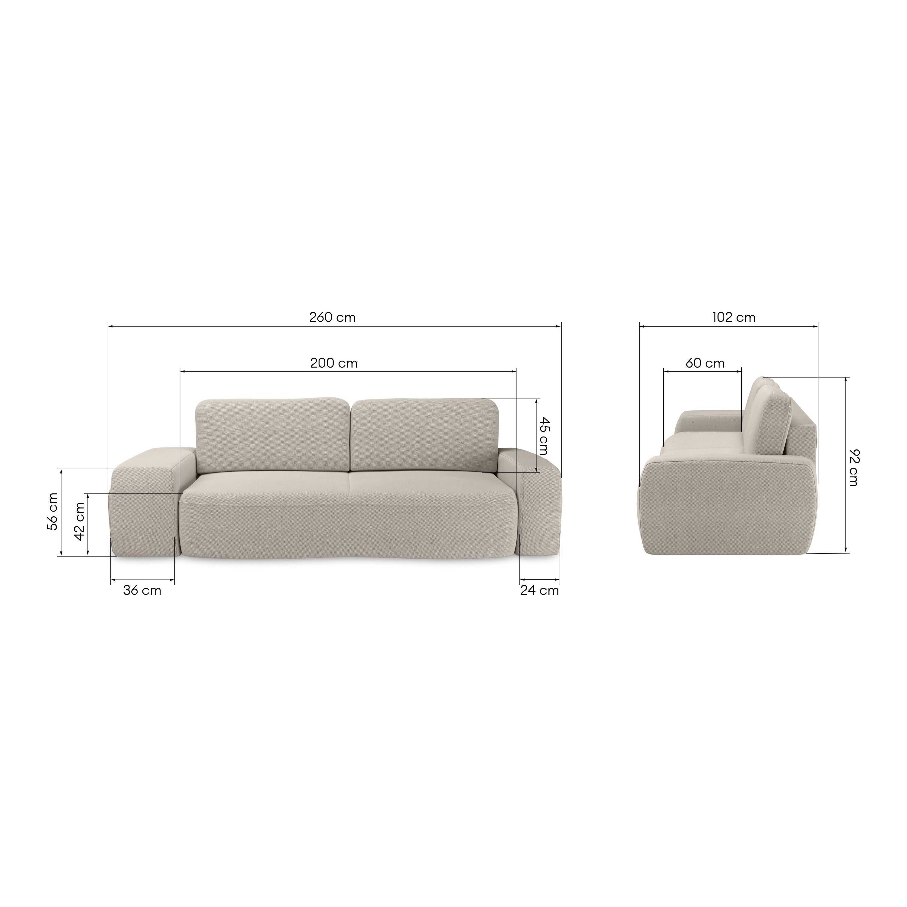 Sofa lova SORTA, smėlio spalvos, išskleidžiama