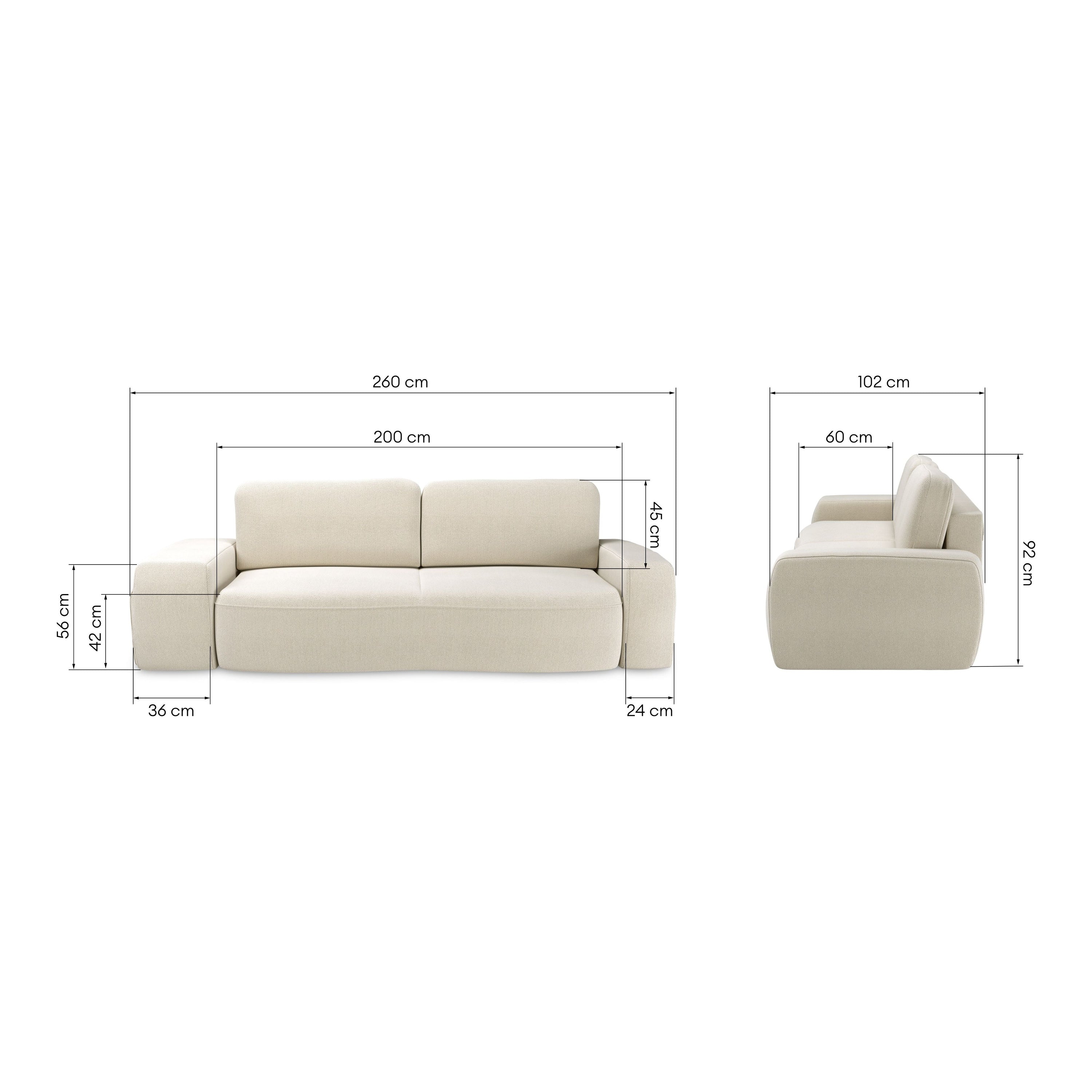 Sofa lova SORTA, šviesiai smėlio spalvos, išskleidžiama