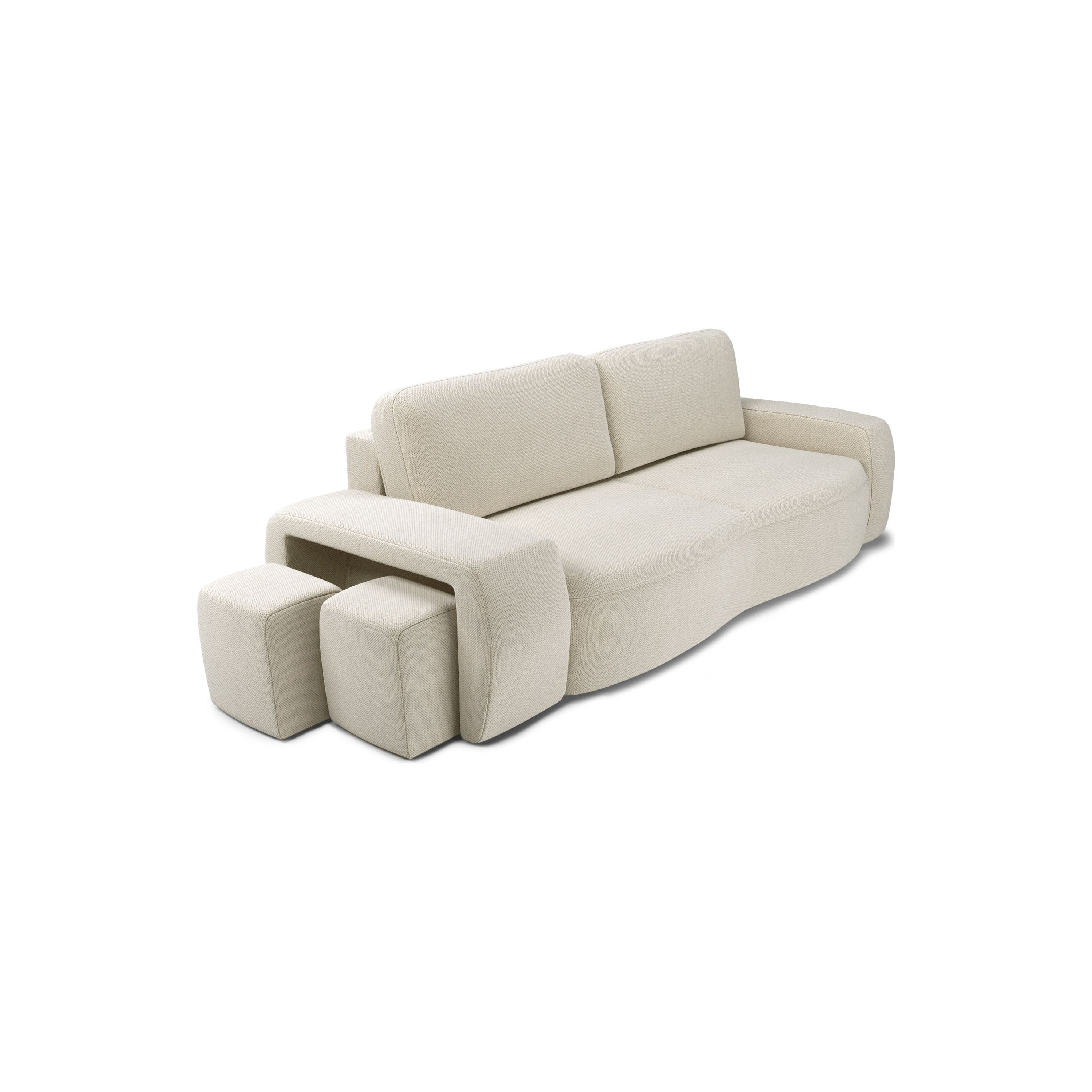 Sofa lova SORTA, šviesiai smėlio spalvos, išskleidžiama
