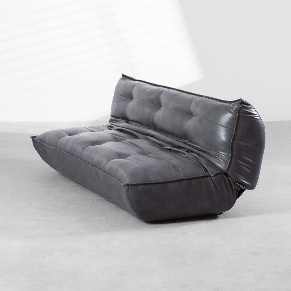 3-vietė sofa MATI, juoda spalva, dirbtinė oda