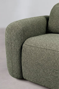 Trivietė elektrinė sofa PEGERA šoninis profilis, šalavijo žalios spalvos boucle šenilo