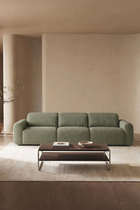 Trivietė elektrinė sofa PEGERA, šalavijo žalios spalvos boucle