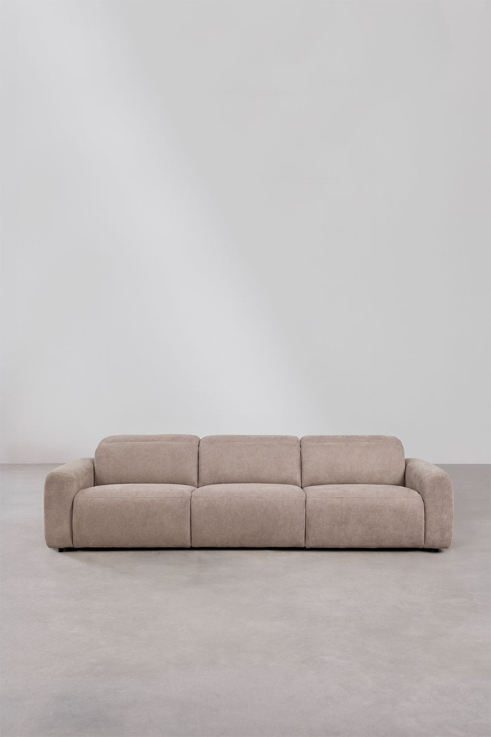Trivietė elektrinė sofa PEGERA kviečių spalvos šenilas šenilo, detalus planas