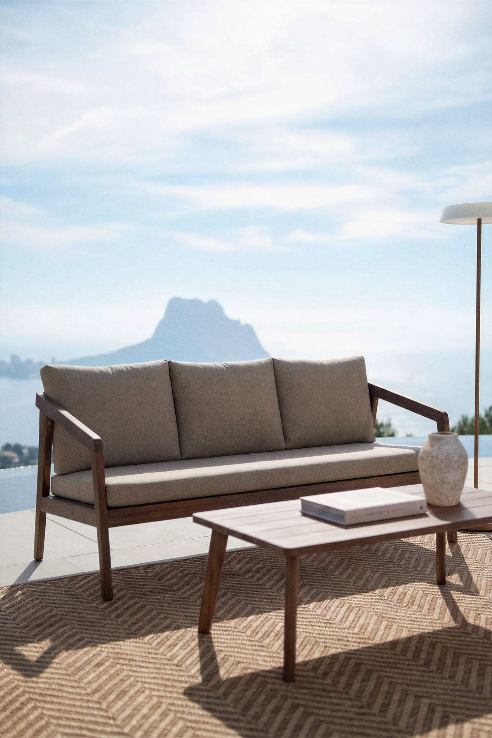 VIRVO three-seater sofa, dark acacia brown