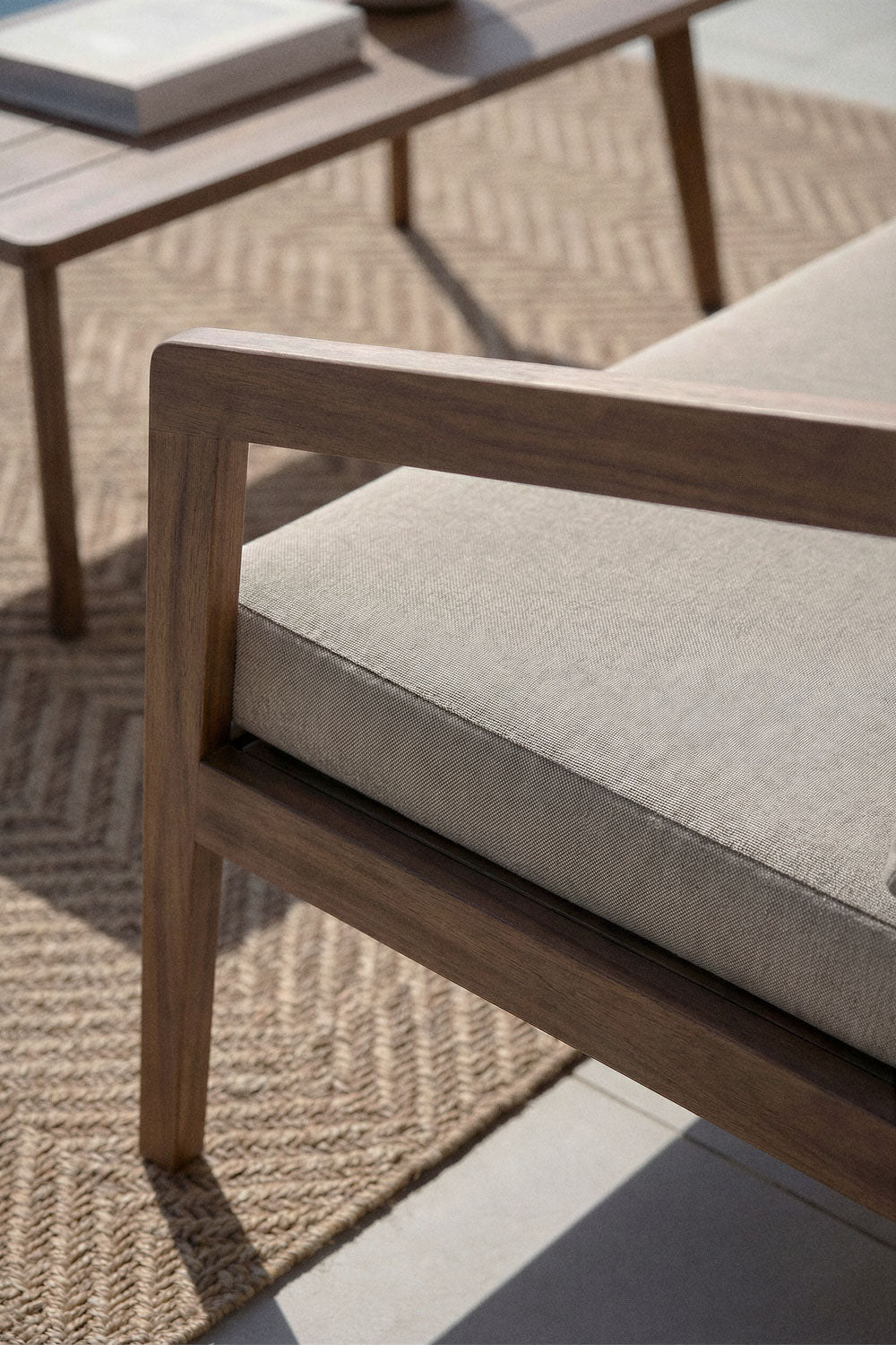 VIRVO three-seater sofa, dark acacia brown