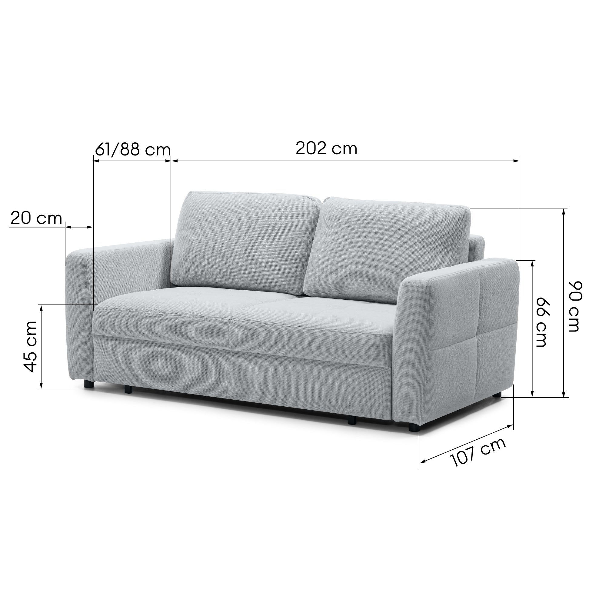 Sofa lova BOLT, pilka spalva, išskleidžiama