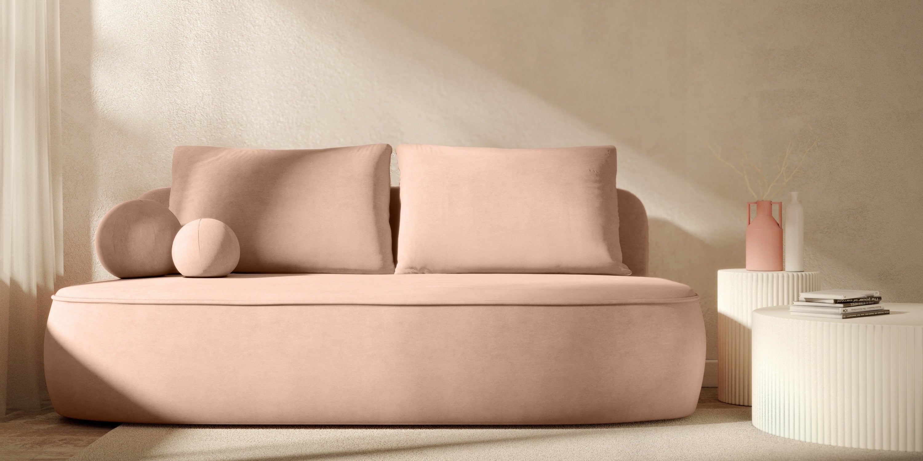 Sofa lova BELLA, rausvas veliūras
