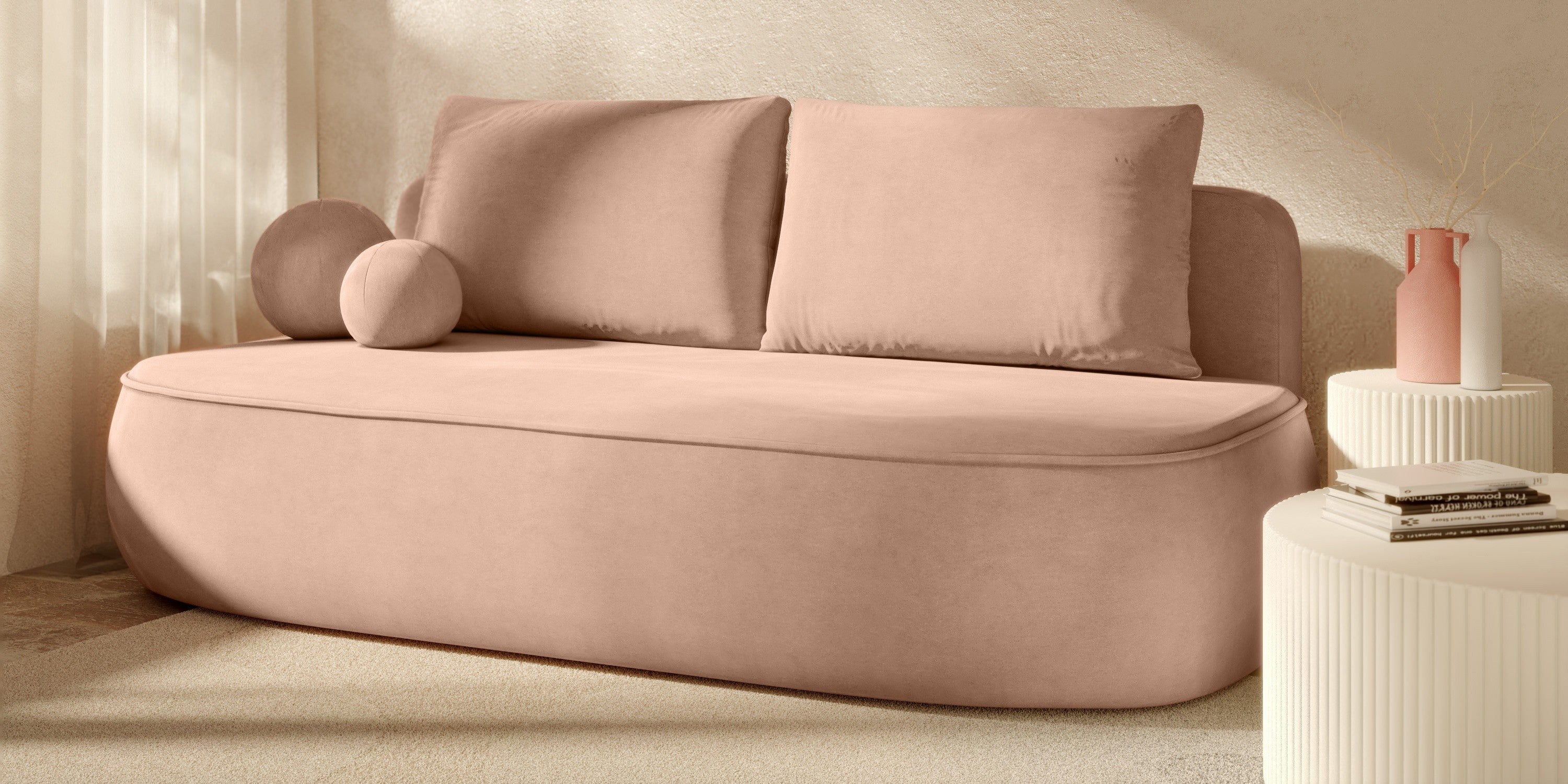 Sofa lova BELLA, rausvas veliūras