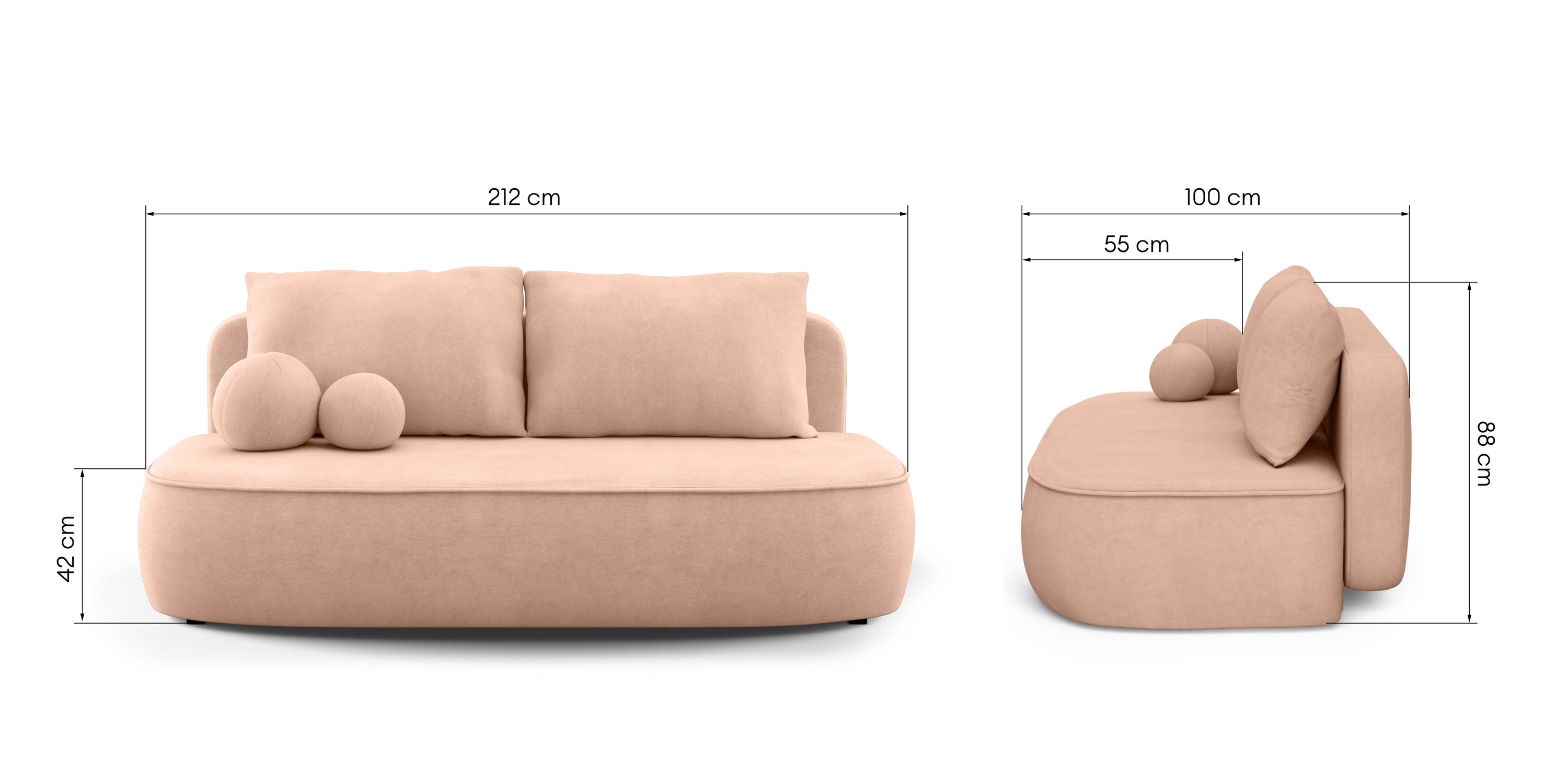 Sofa lova BELLA, rausvas veliūras