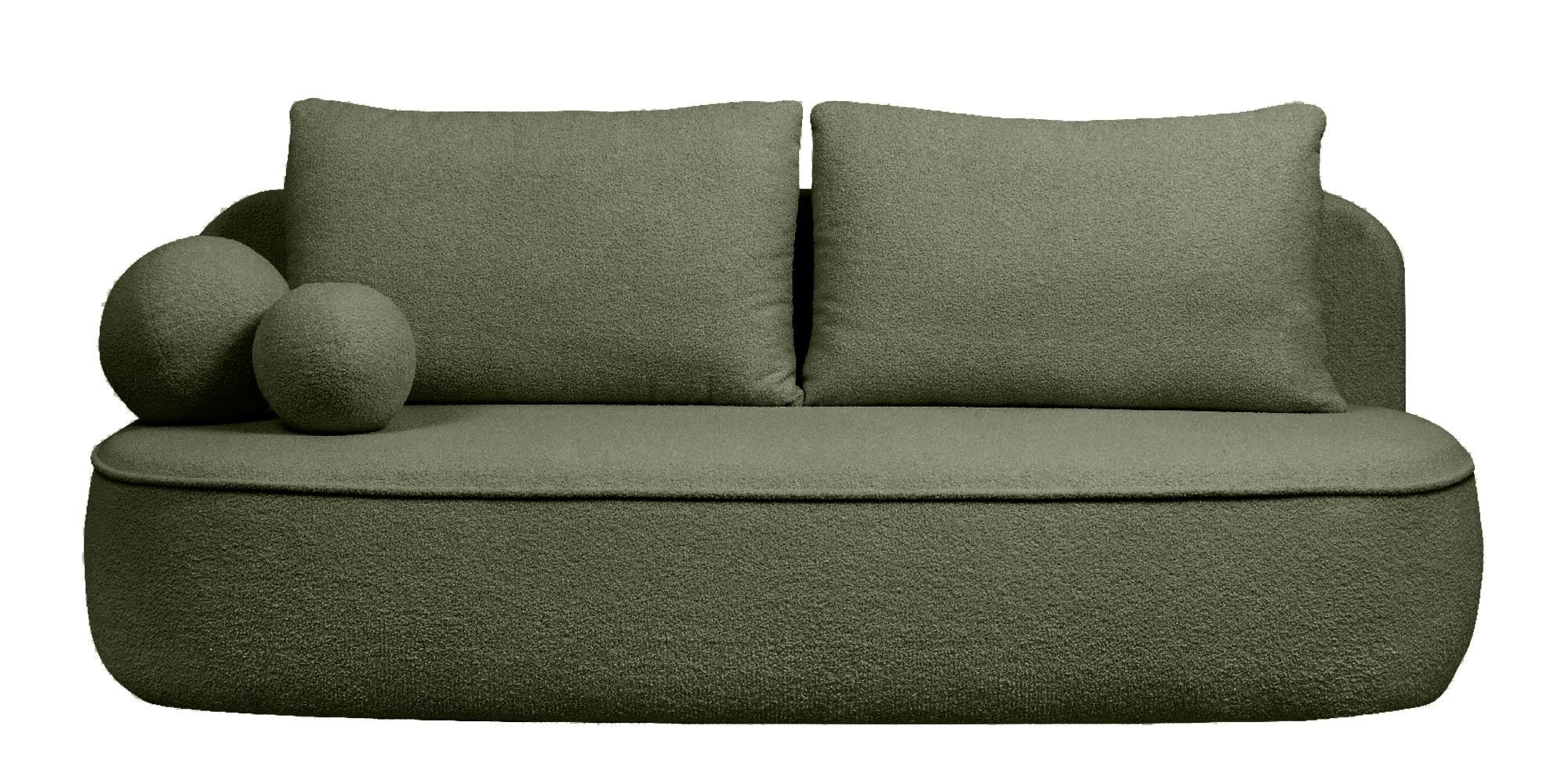 Sofa lova BELLA, žalias bouclé