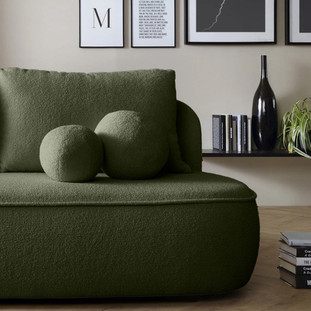 Sofa lova BELLA, žalias bouclé