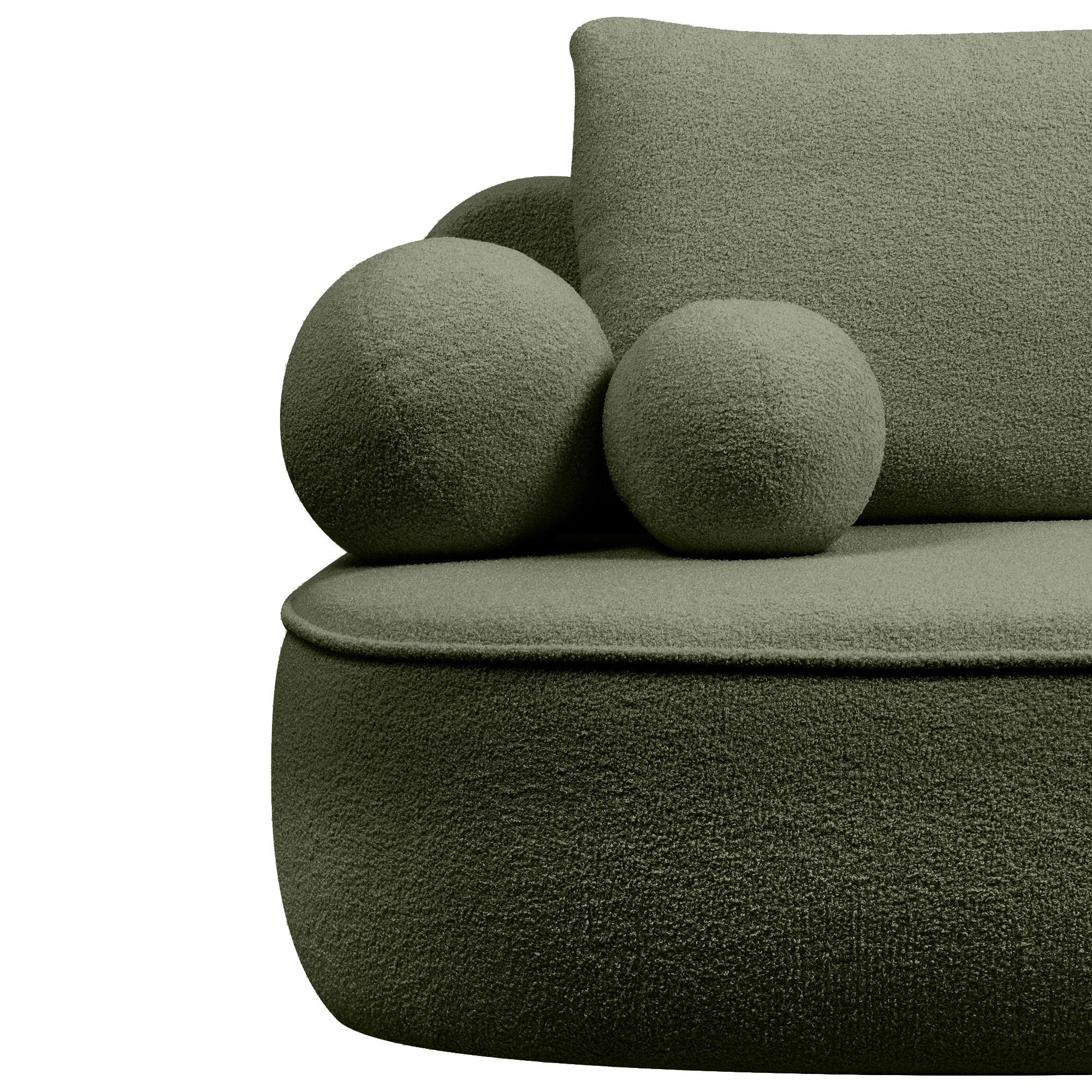 Sofa lova BELLA, žalias bouclé
