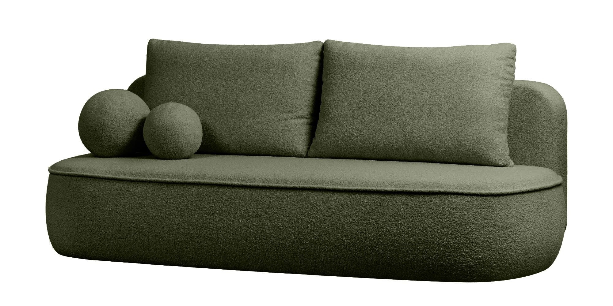 Sofa lova BELLA, žalias bouclé