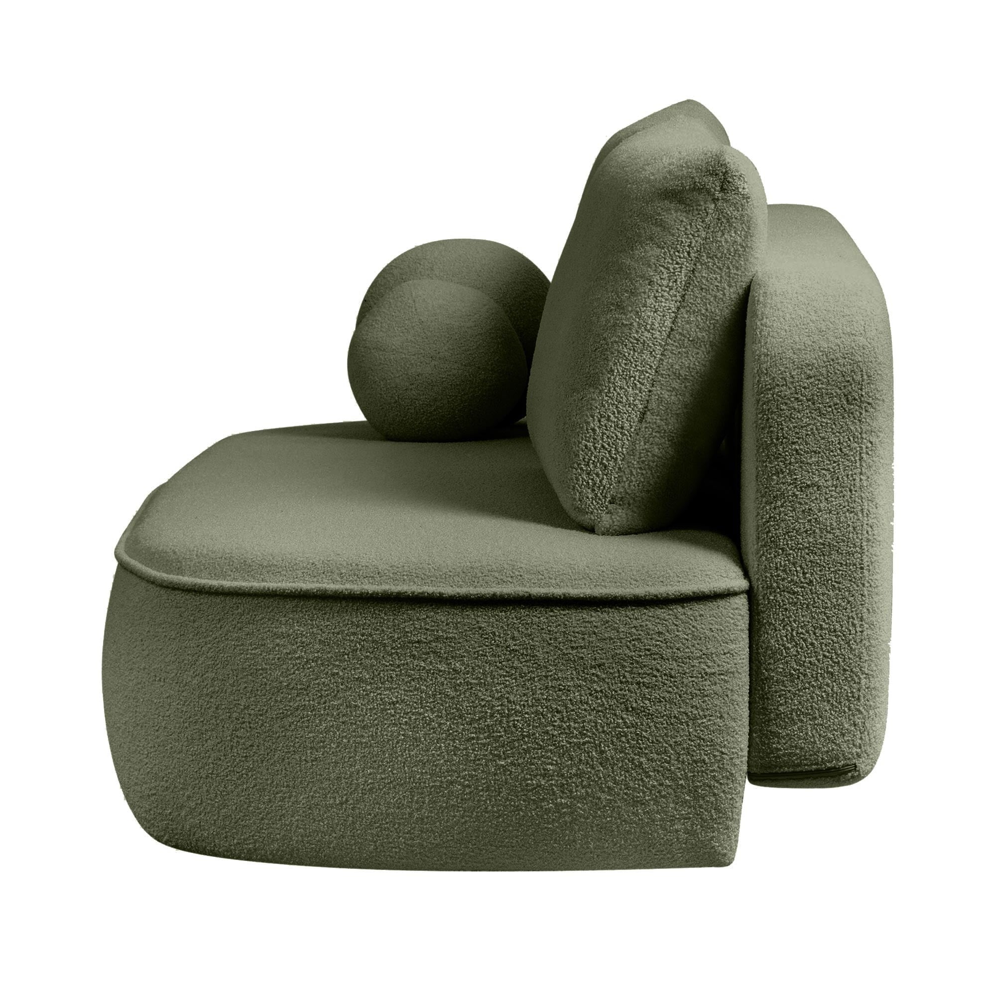 Sofa lova BELLA, žalias bouclé