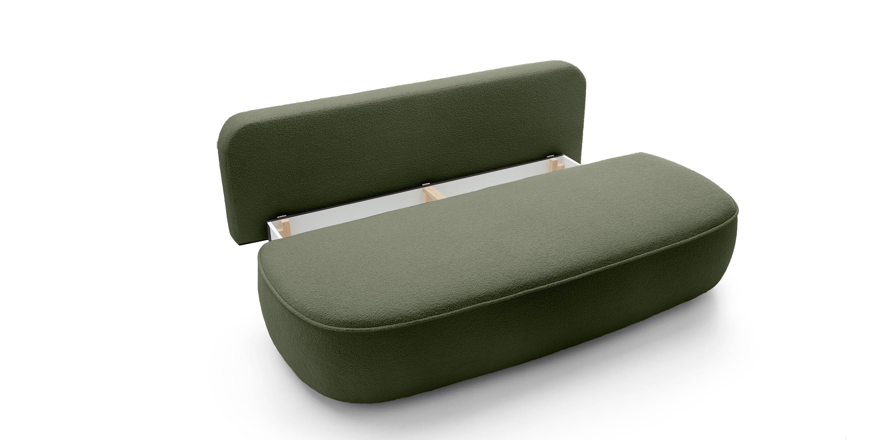 Sofa lova BELLA, žalias bouclé
