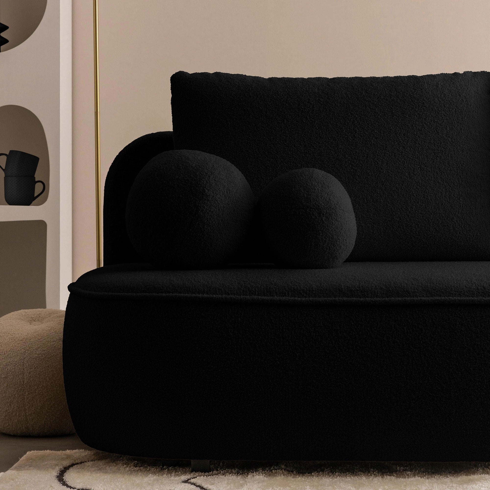 Sofa lova BELLA, juodas bouclé