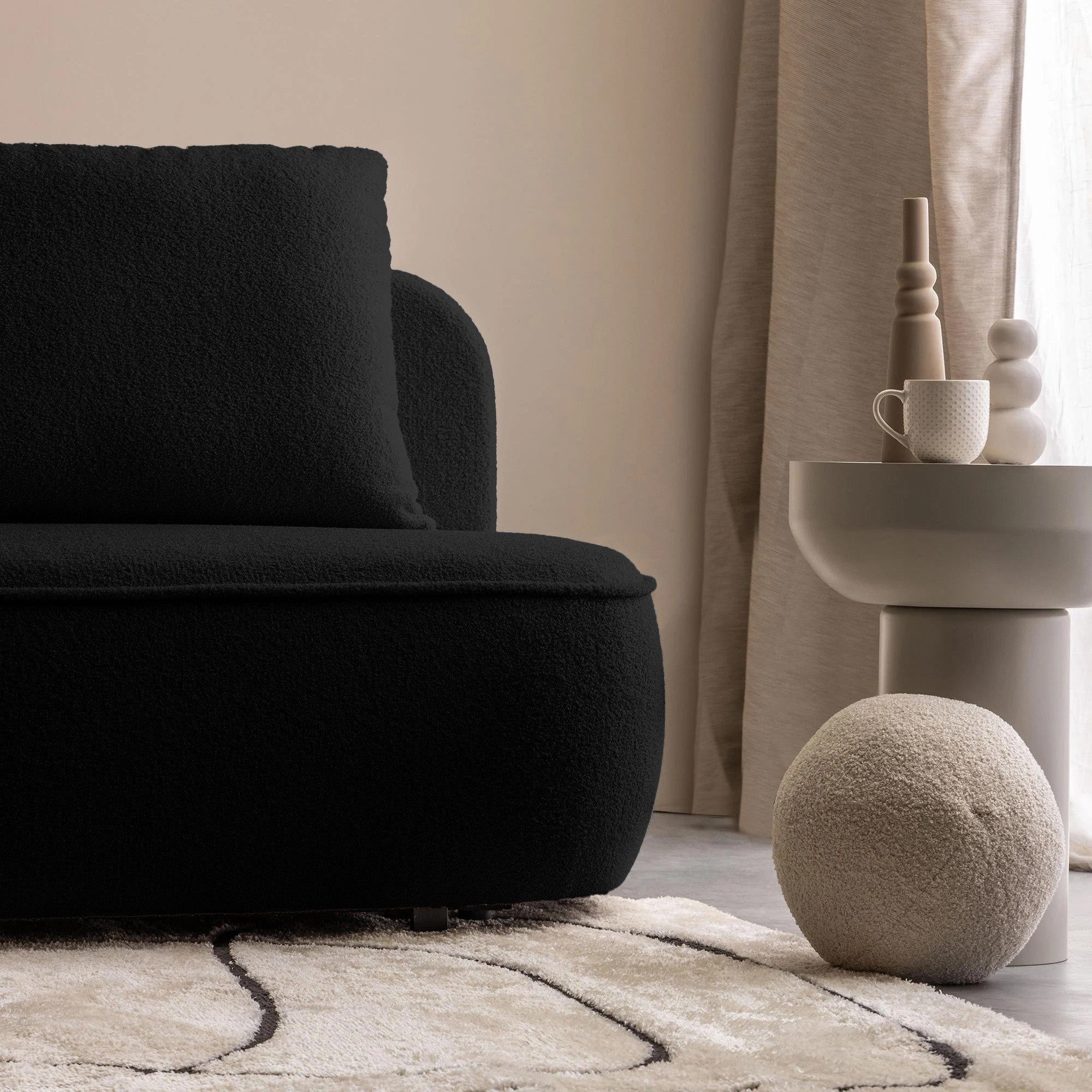 Sofa lova BELLA, juodas bouclé