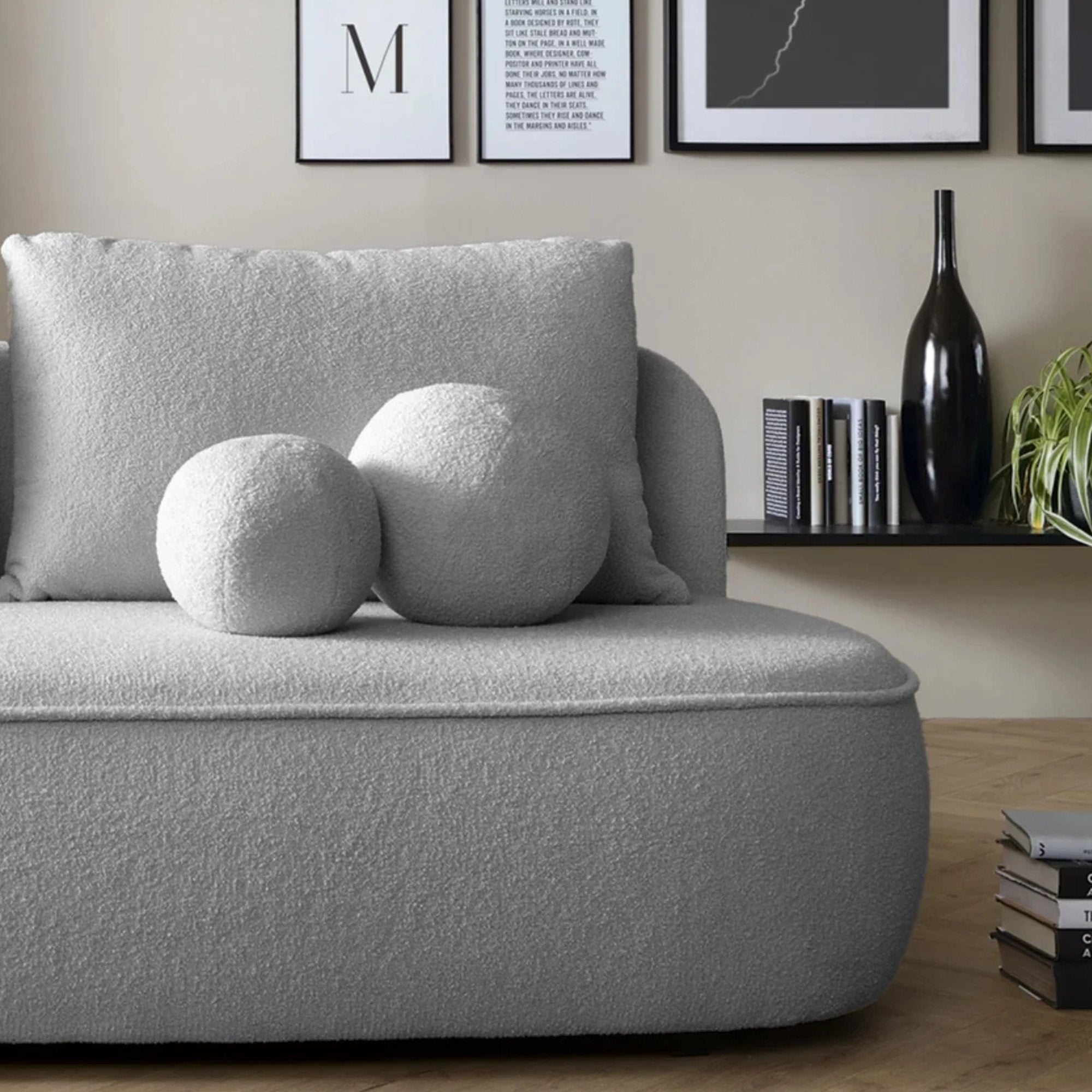 Sofa lova BELLA, pilkas bouclé