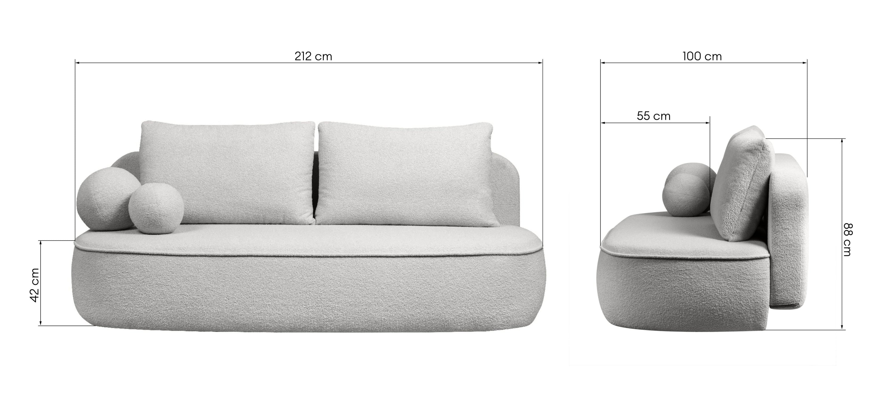 Sofa lova BELLA, pilkas bouclé