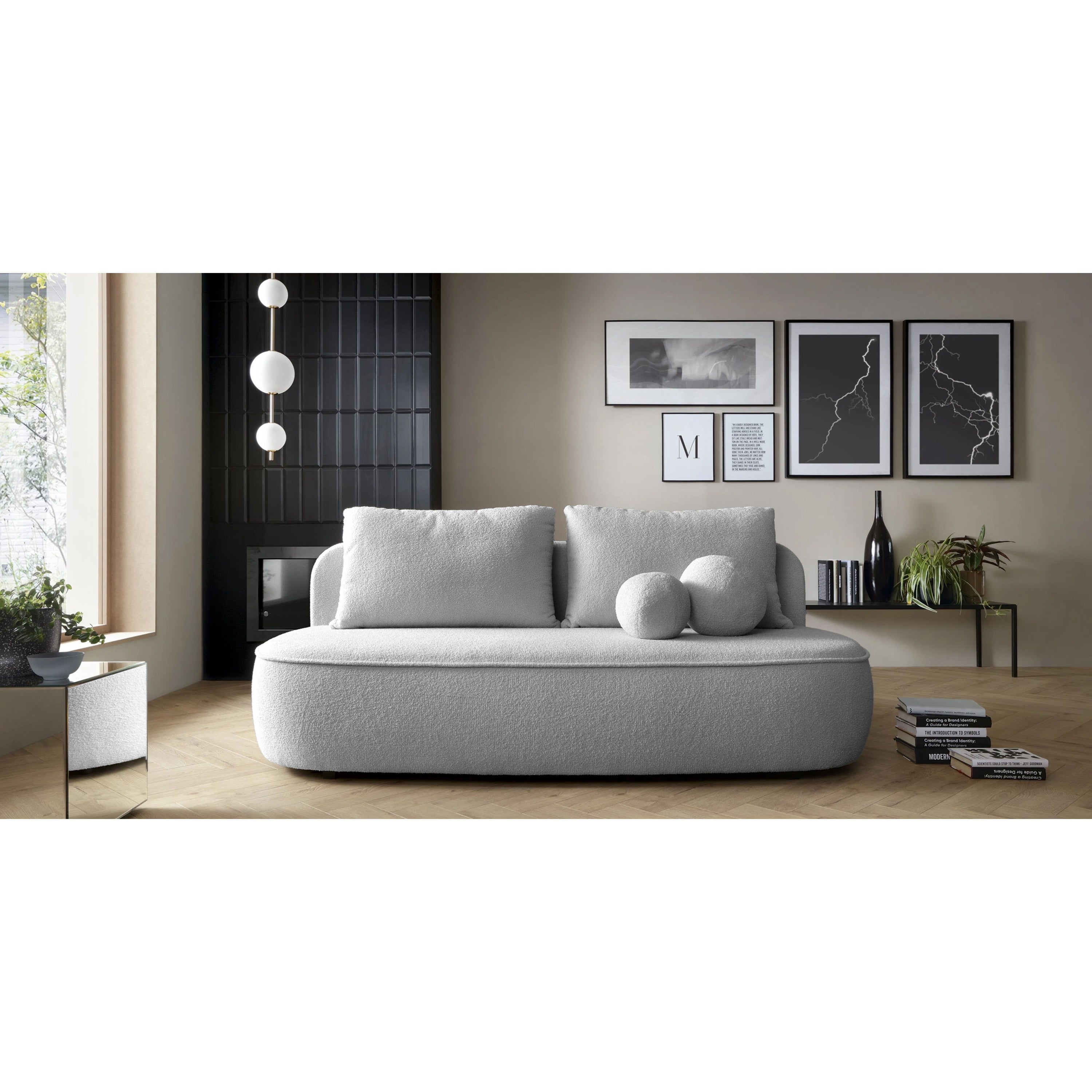 Sofa ELLA, šviesiai pilka, boucle