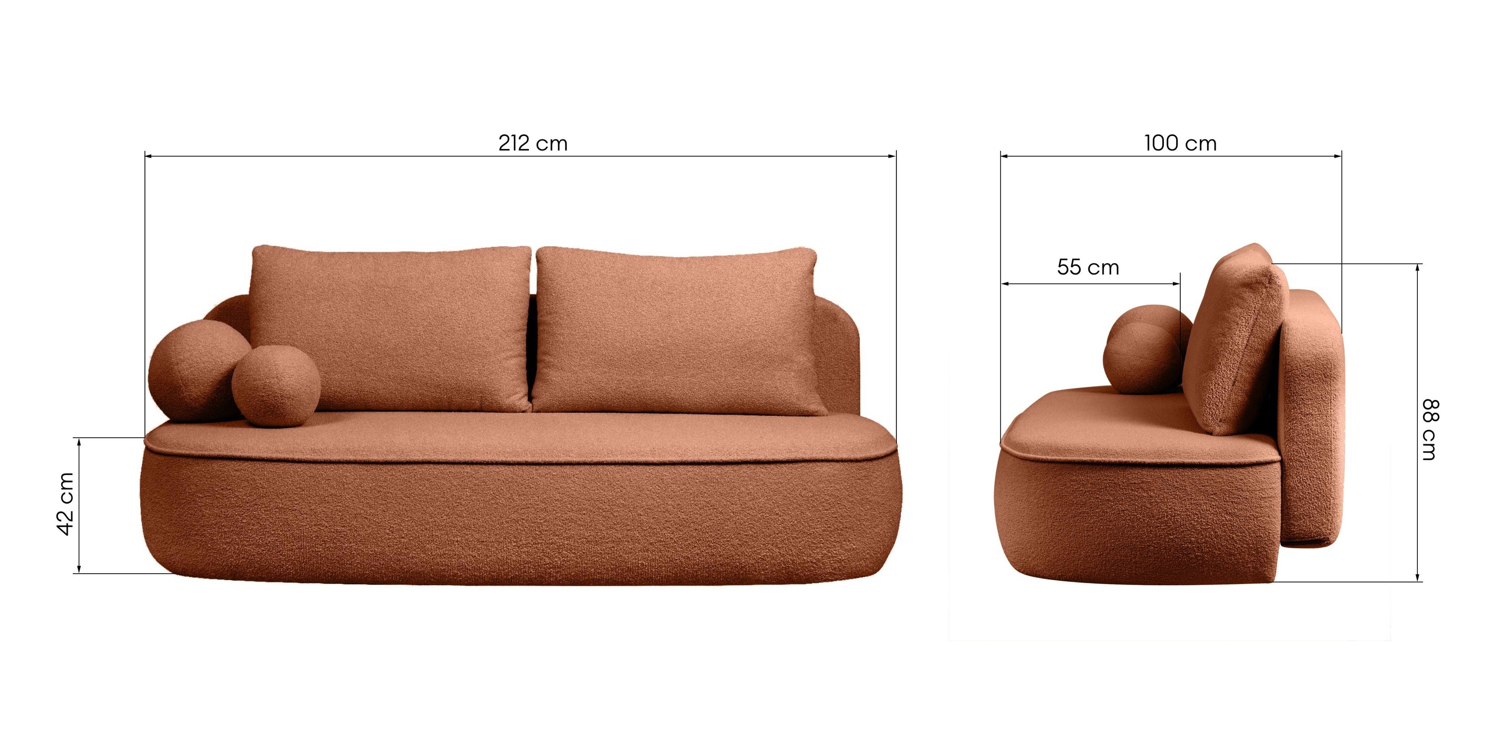 Sofa lova BELLA, rūdžių bouclé