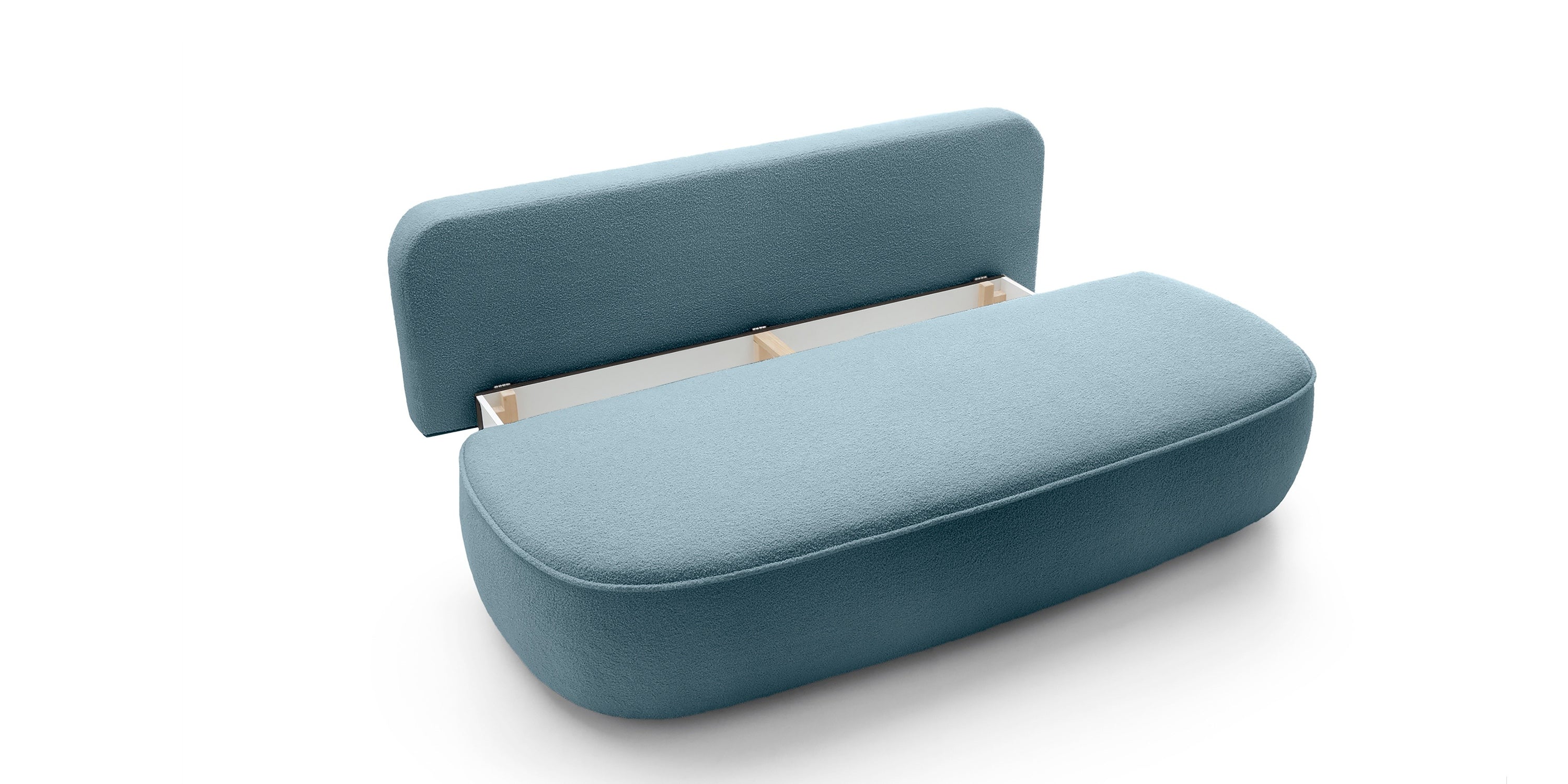 Sofa lova BELLA, melsvas bouclé