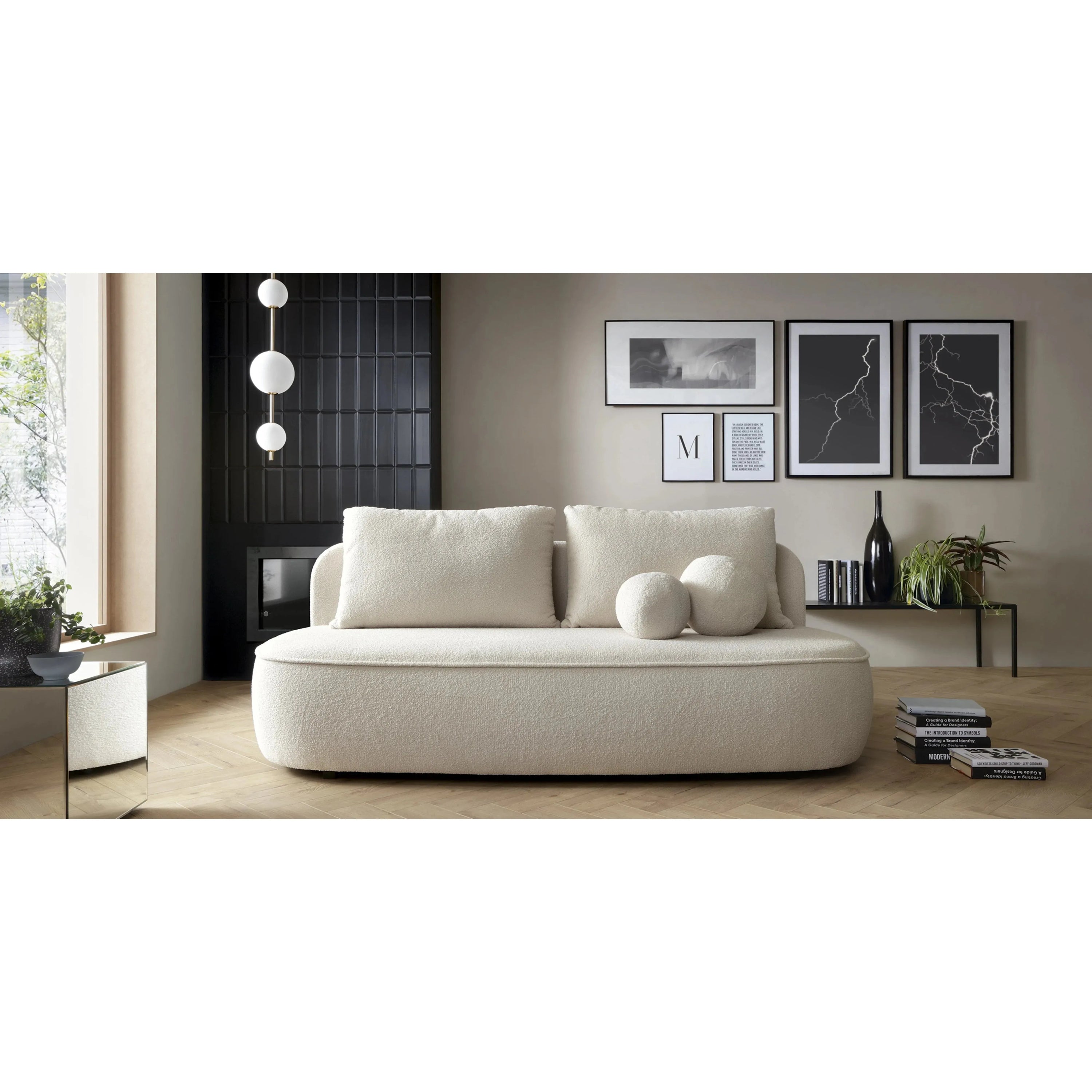Sofa ELLA, šviesiai smėlinė, boucle