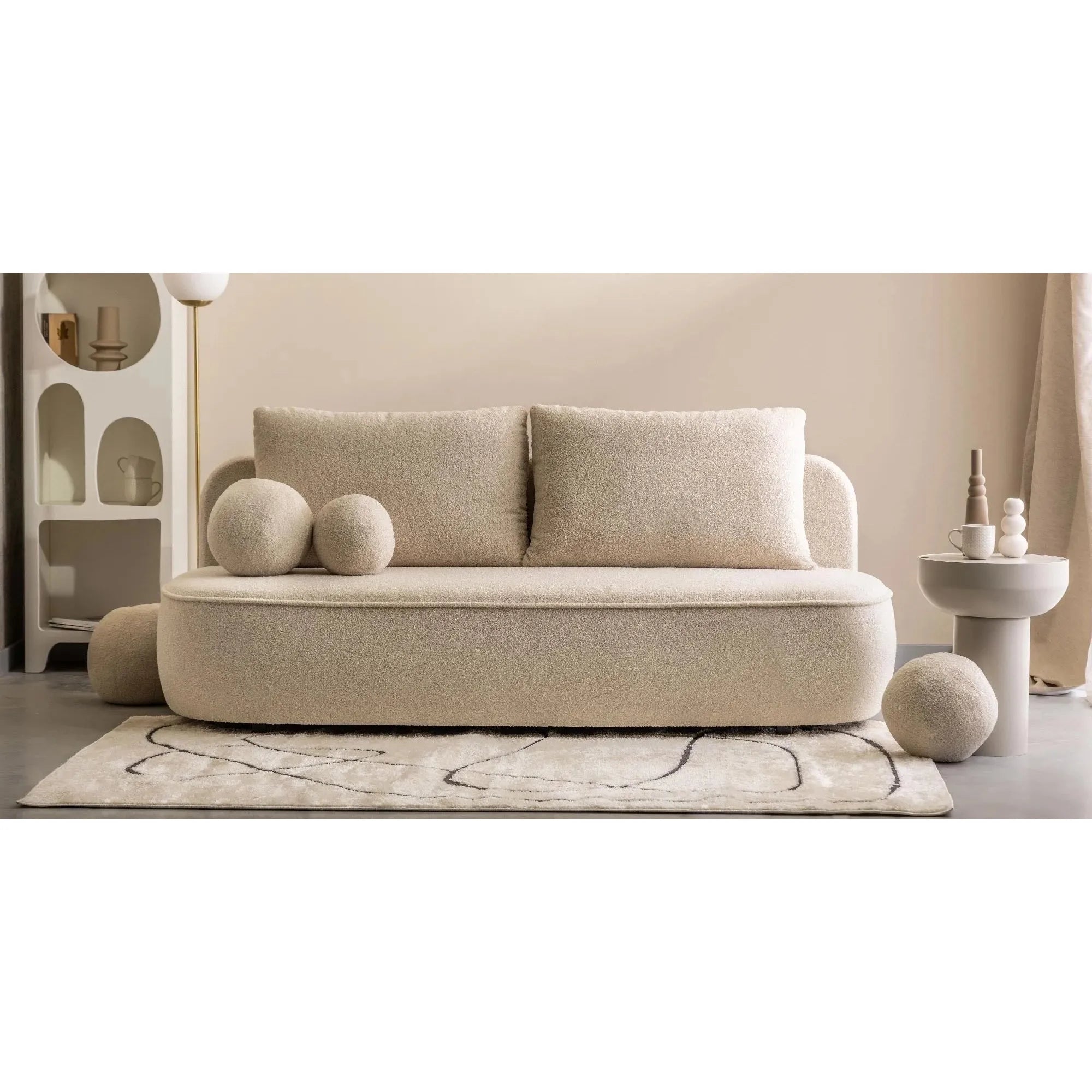 Sofa ELLA, šviesiai smėlinė, boucle