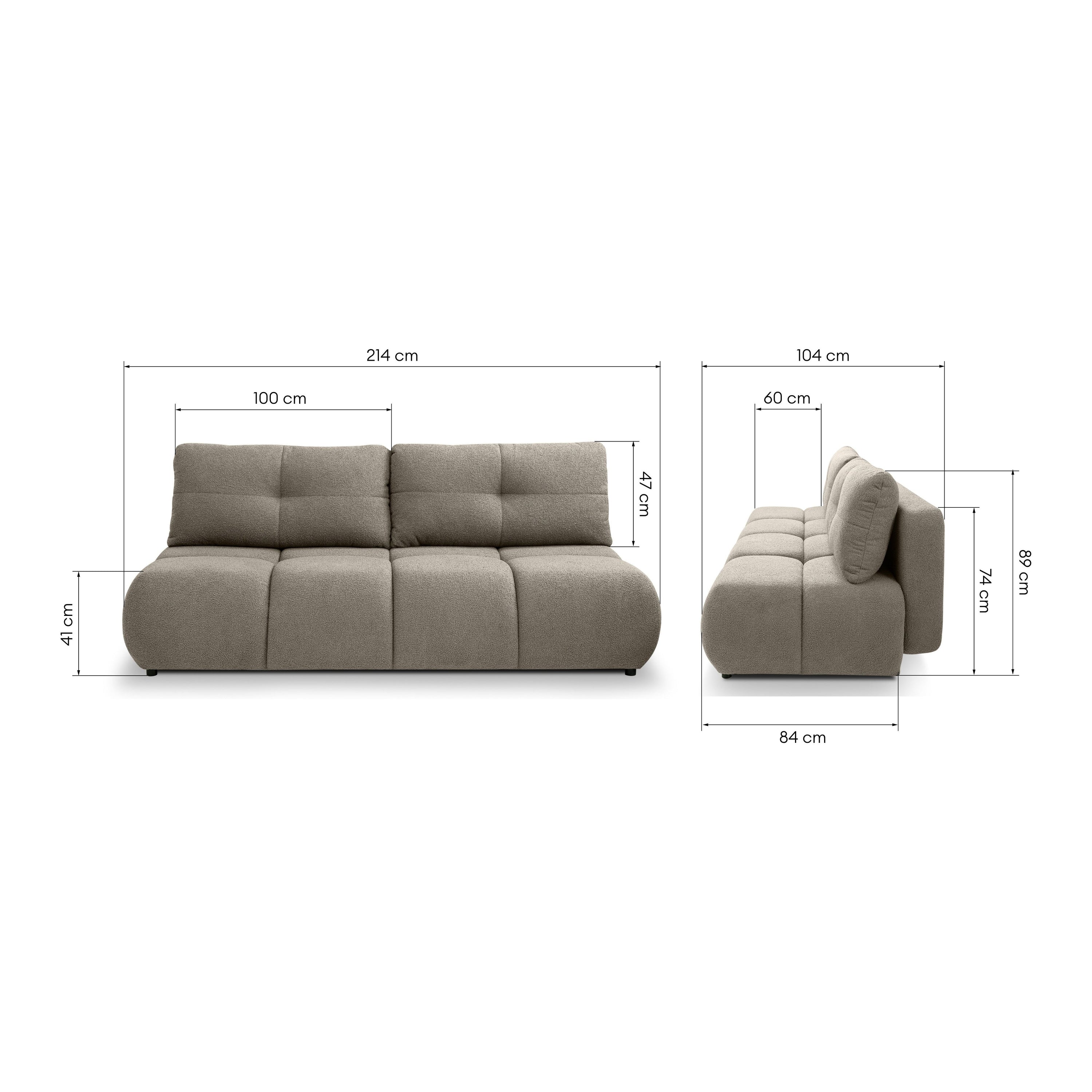 Sofa lova SOLO, tamsiai ruda, boucle