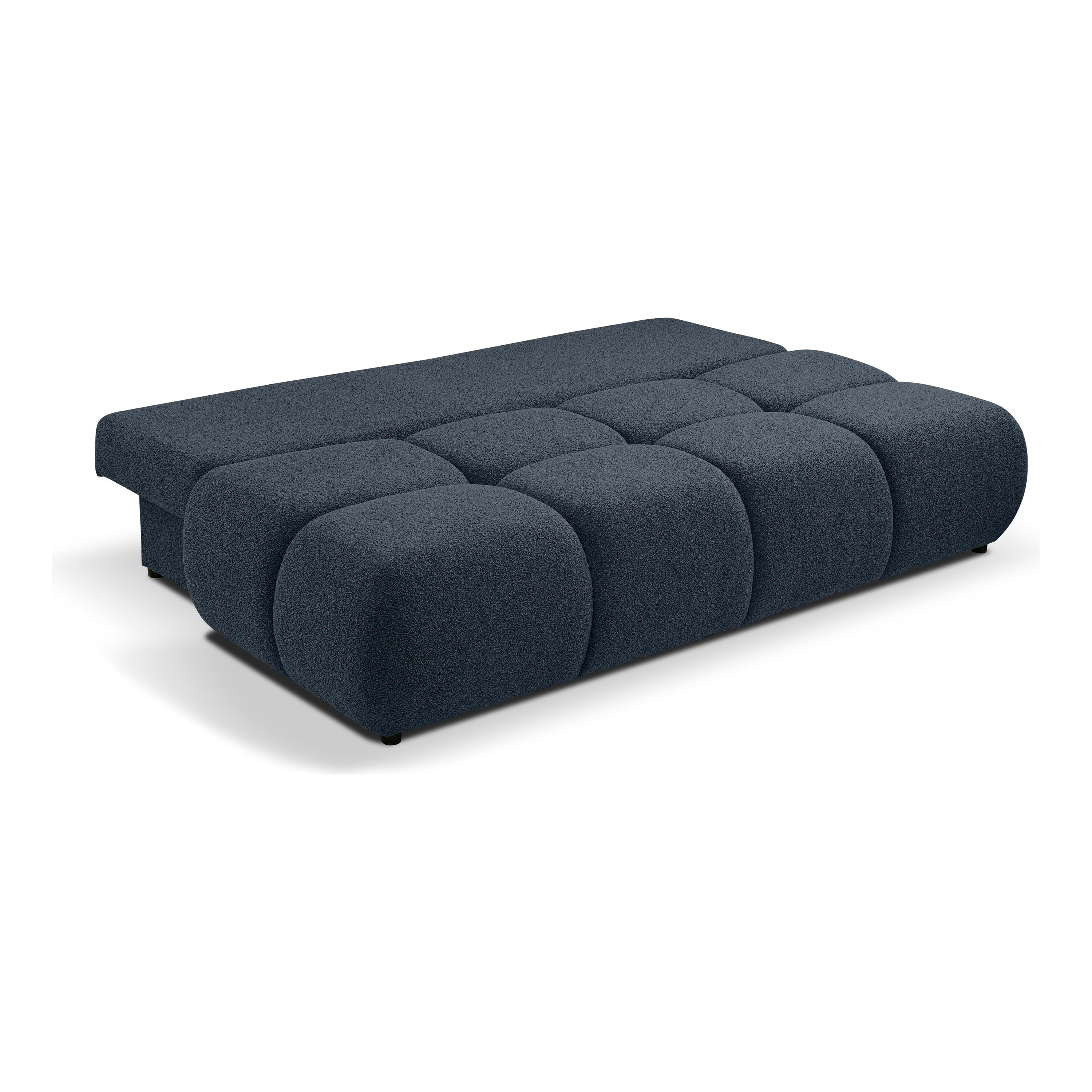 Sofa lova solo tamsiai melyna boucle – elegantiškas, Modernus sprendimas jūsų svetainei | namuideja.lt | sofos, baldai, sveta