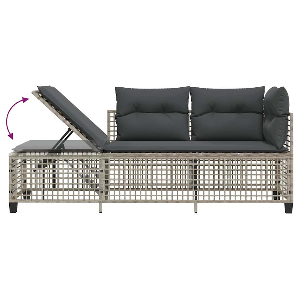 Sofos komplektas su pagalvėlėmis, 3 dalių, pilkas, poliratanas - Namų Idėja