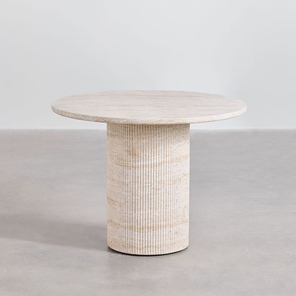 VELIA round outdoor table, travertine imitation