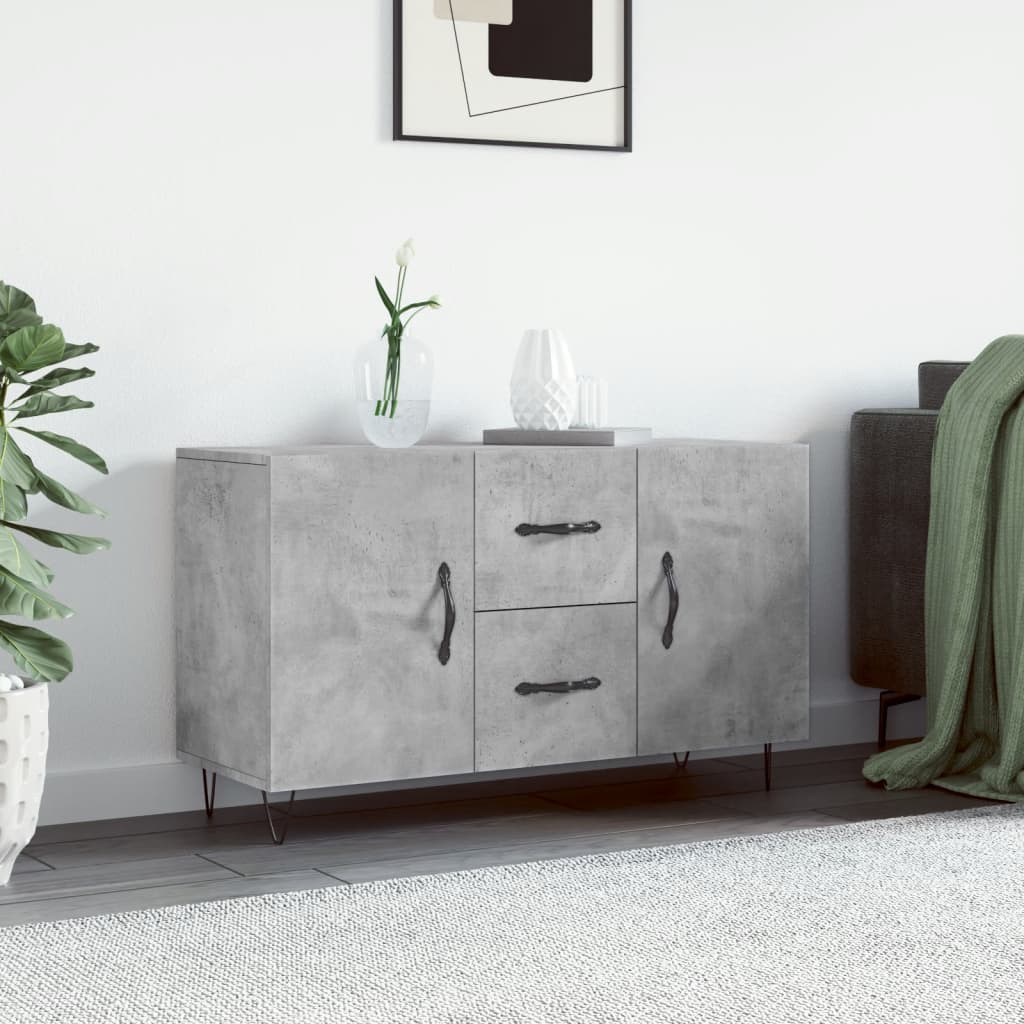 Šoninė spintelė, betono pilka, 100x36x60cm, apdirbta mediena - Namų Idėja