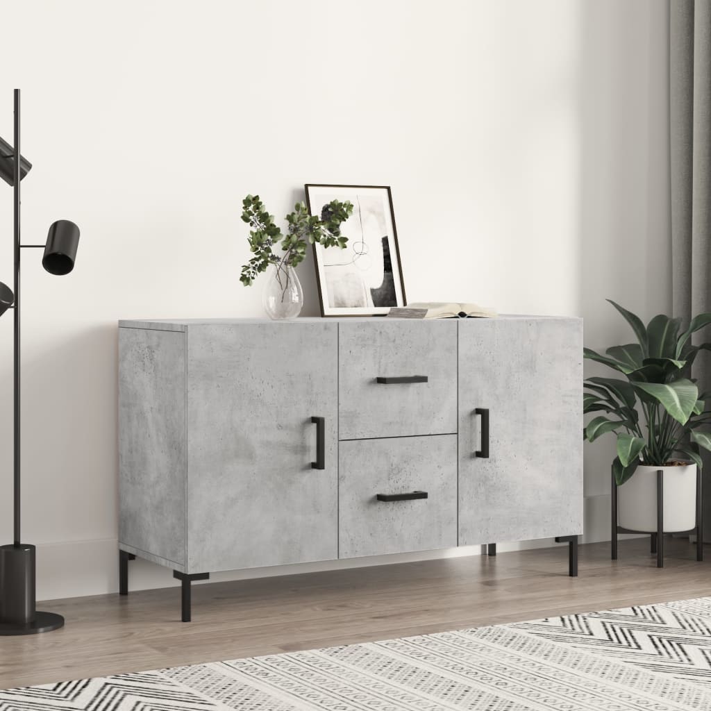 Šoninė spintelė, betono pilka, 100x36x60cm, apdirbta mediena - Namų Idėja