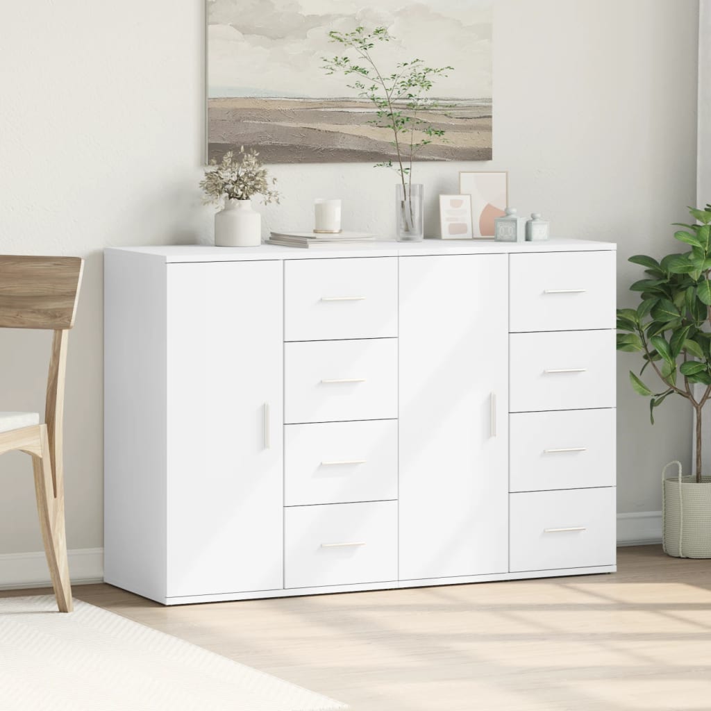 Šoninės spintelės, 2vnt., baltos, 59x39x80cm, apdirbta mediena - Namų Idėja