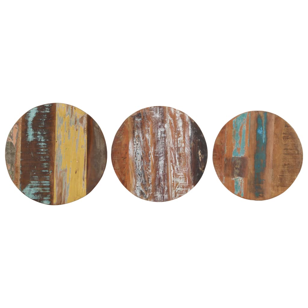 Šoniniai staliukai, 3vnt., perdirbtos medienos masyvas - Namų Idėja