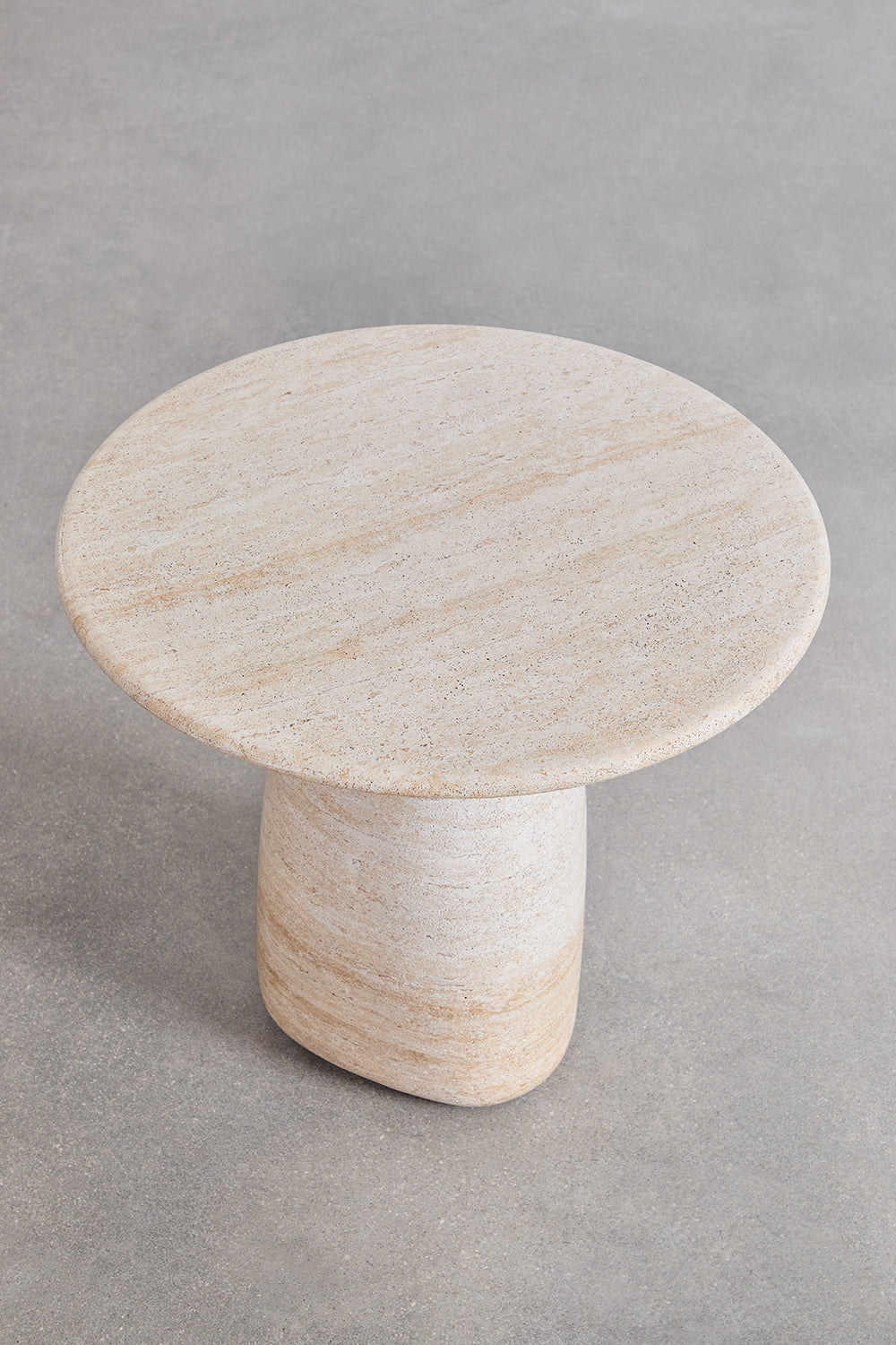 Side table DAREK, travertine Ø50 cm