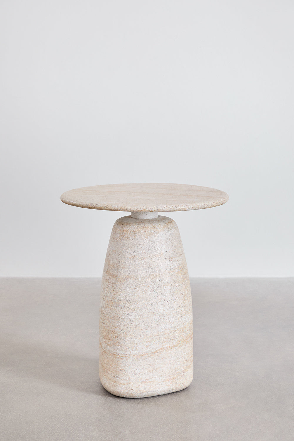 Side table GREVIK, travertine Ø45 cm