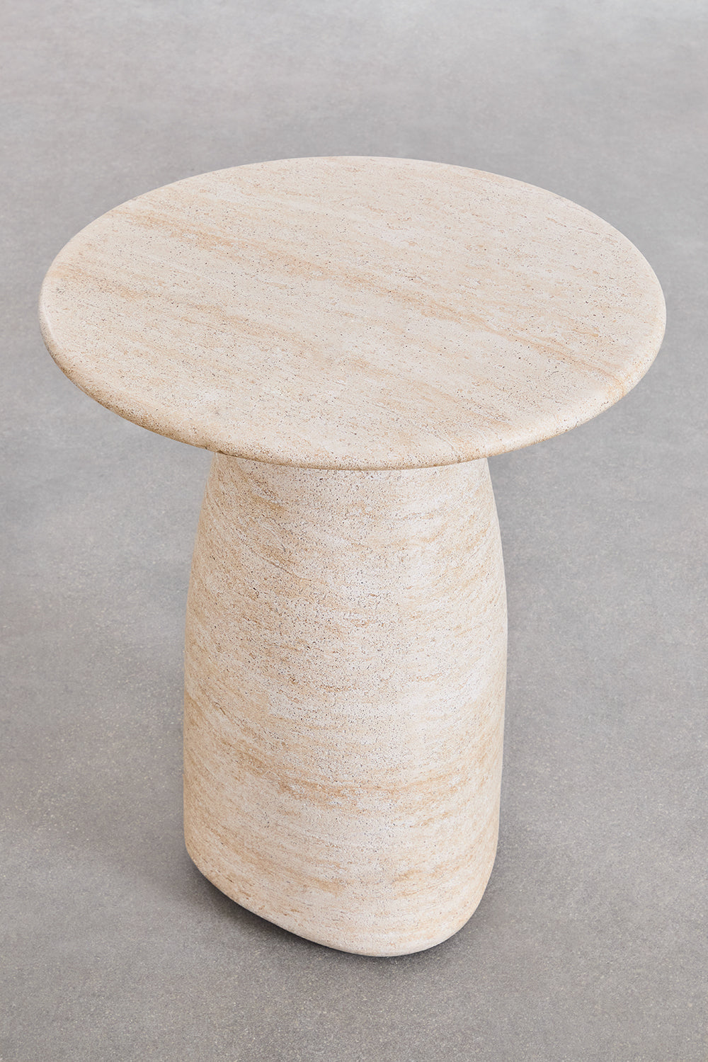 Side table GREVIK, travertine Ø45 cm