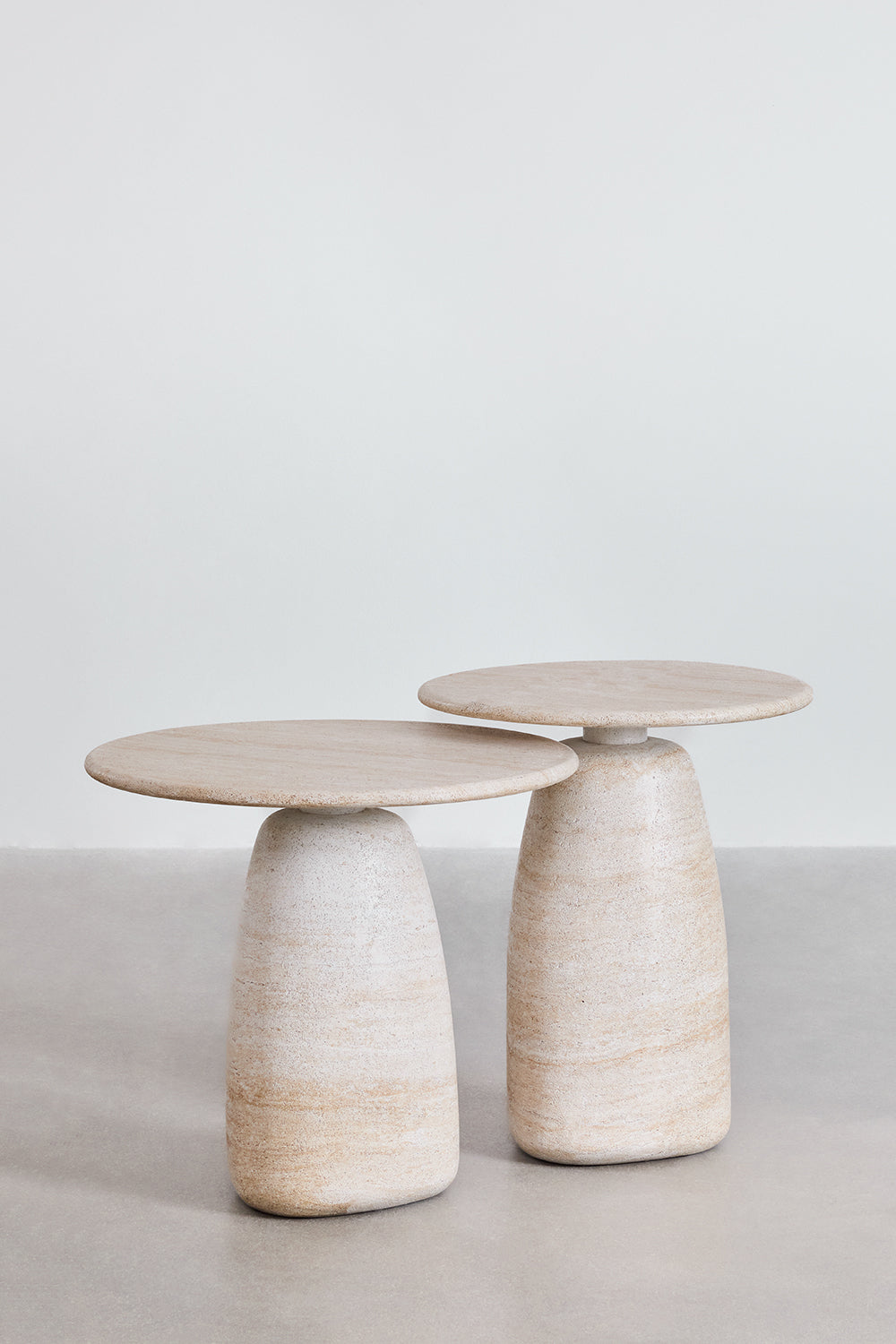 Side table GREVIK, travertine Ø45 cm