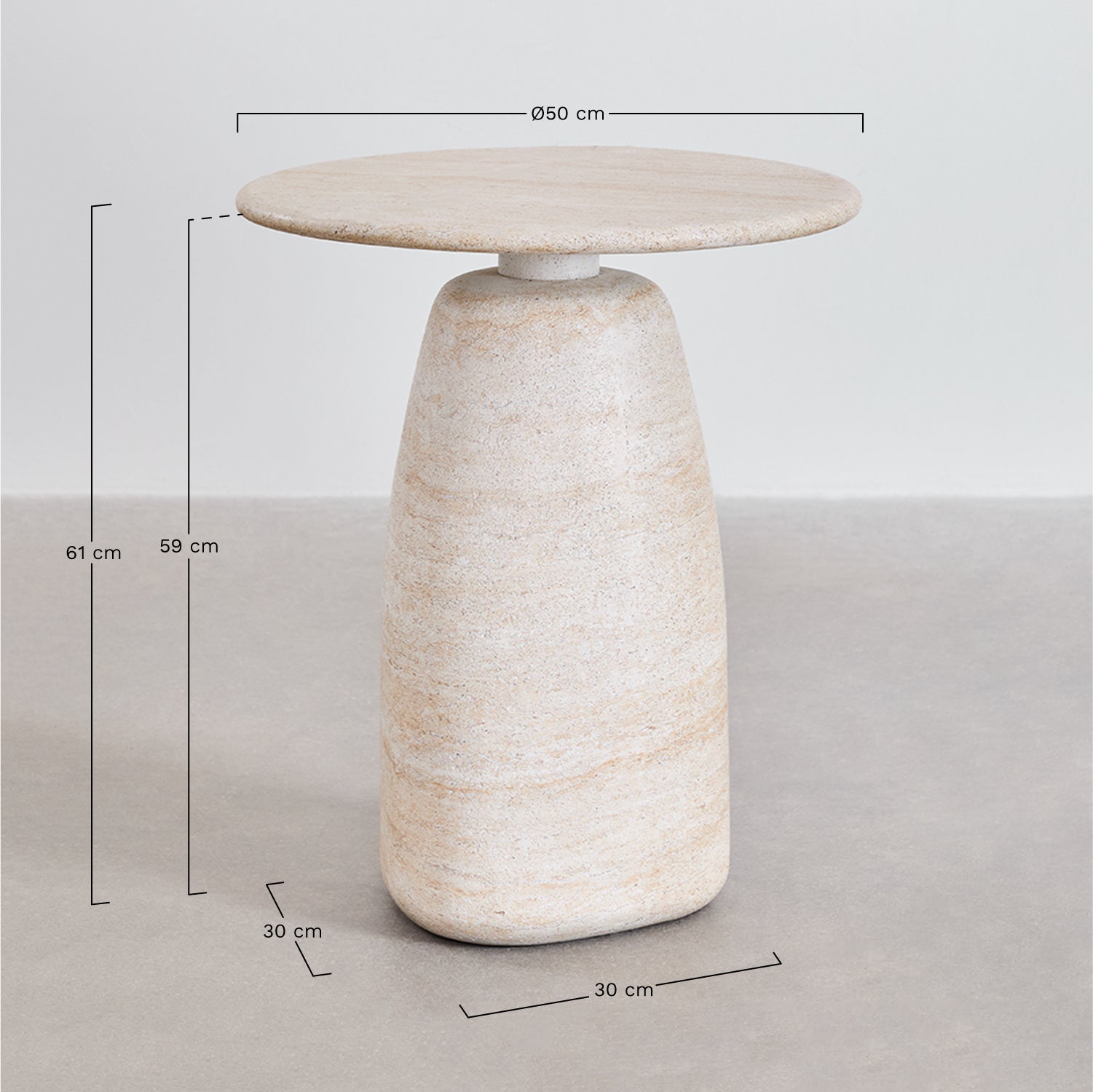 Side table GREVIK, travertine Ø45 cm