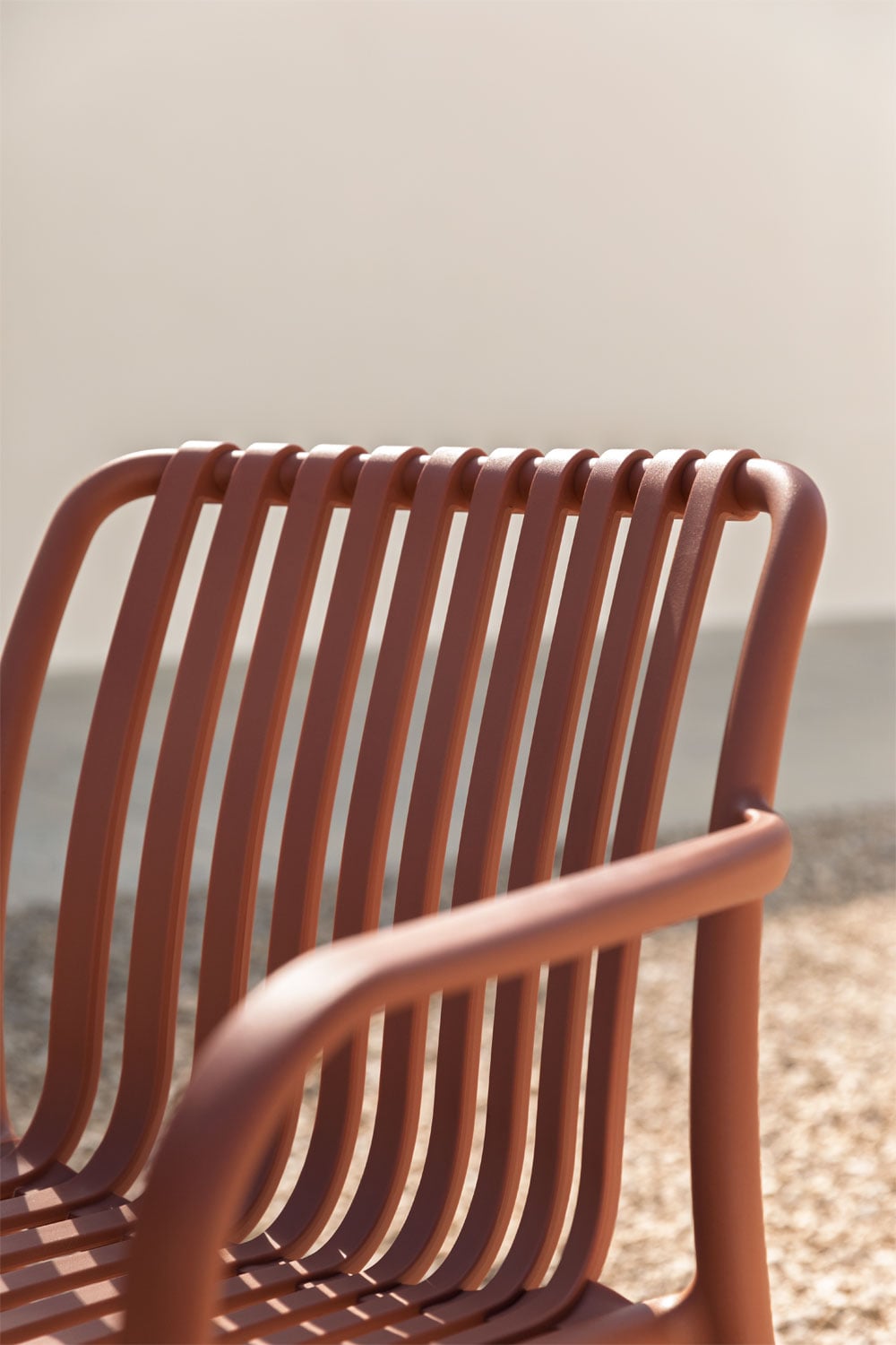 Outdoor chair WENDELL, with armrests, terracotta