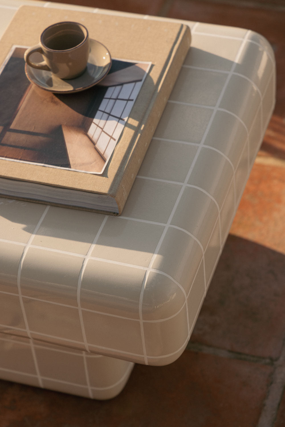 Rectangular outdoor coffee table CERO, beige cement (option 2)